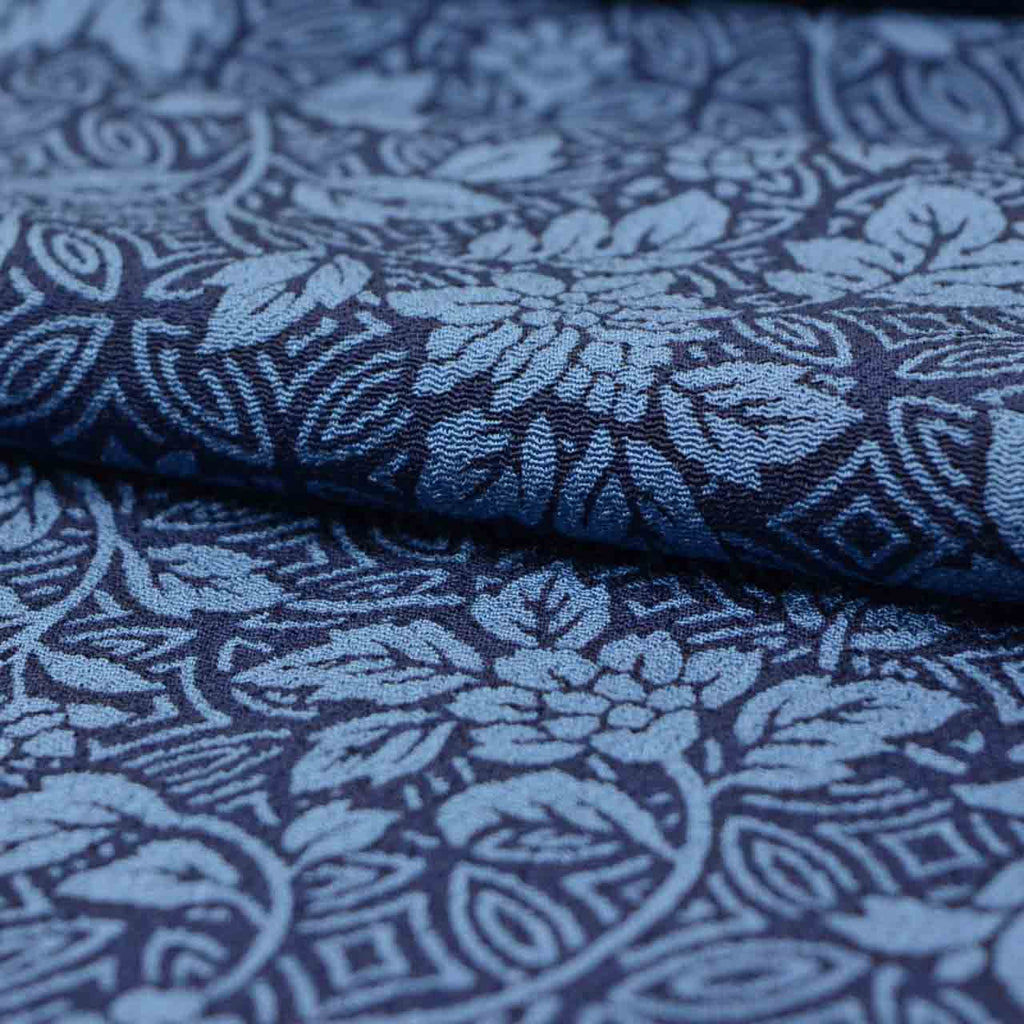 [Used] Recycled Kimono, Komon Kimono, Pure Silk, Size S, Good Condition, Length 154.0cm (60.6in), Sleeve Length 63.0cm (24.8in), Lined, Ready-made, Crepe Fabric, Navy Blue, Floral Arabesque Pattern, Reused uu1900b 