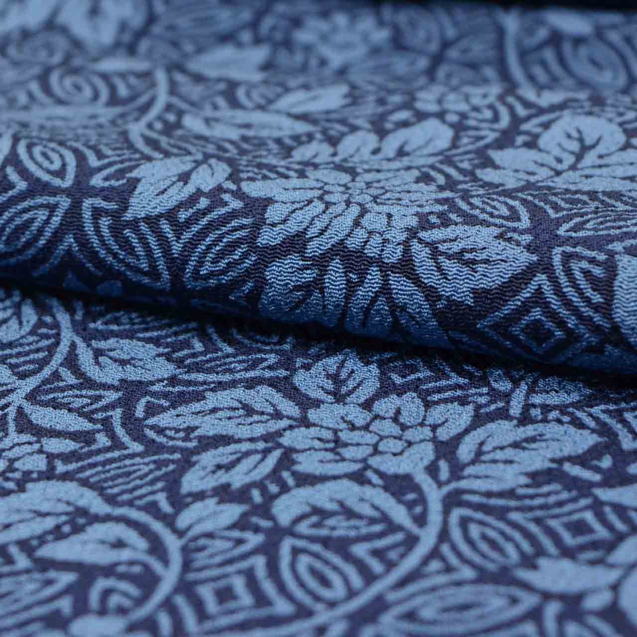 [Used] Recycled Kimono, Komon Kimono, Pure Silk, Size S, Good Condition, Length 154.0cm (60.6in), Sleeve Length 63.0cm (24.8in), Lined, Ready-made, Crepe Fabric, Navy Blue, Floral Arabesque Pattern, Reused uu1900b 