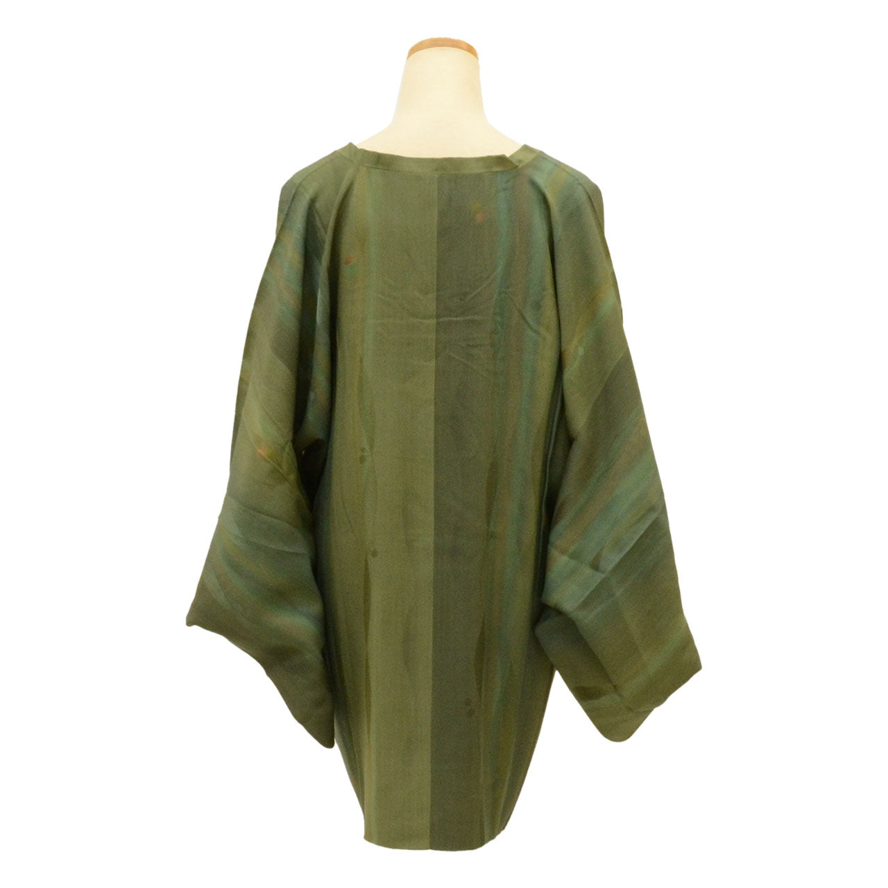 Vintage Japanese Kimono | Michiyuki Coat | Green Silk | Tatewaku Cherry Pattern | Sustainable | uu1918b
