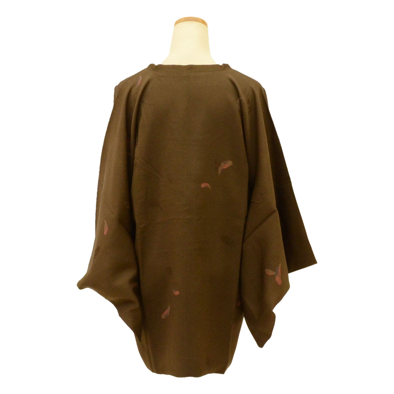 Vintage Japanese Kimono | Michiyuki Coat | Brown Silk | Feather Pattern | Sustainable | uu1927b