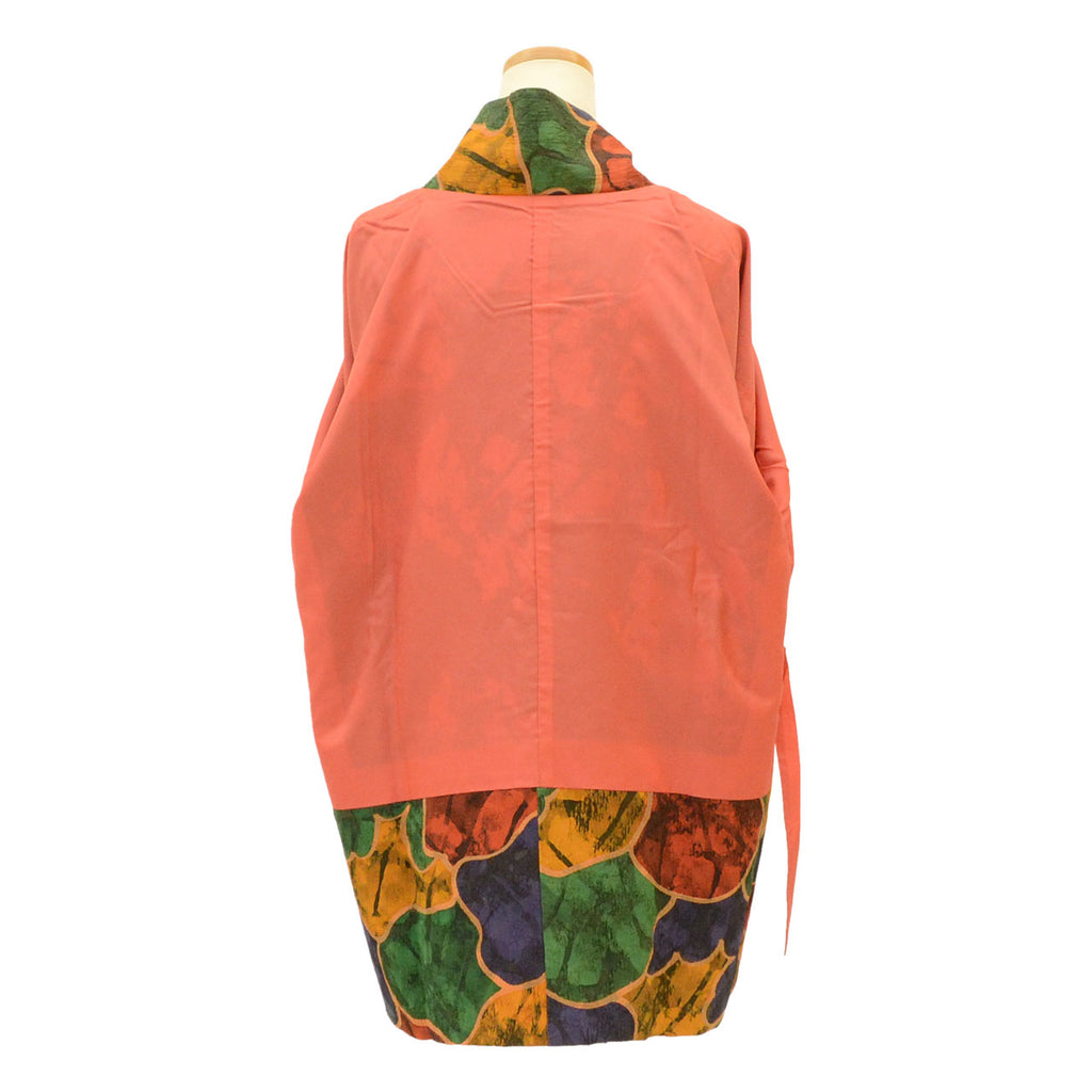Vintage Japanese Kimono | Michiyuki Coat | Navy Green Red Silk | Geometric Pattern | Excellent | Sustainable | uu1929b