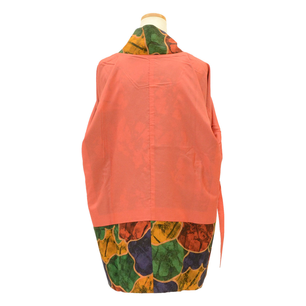 Vintage Japanese Kimono | Michiyuki Coat | Navy Green Red Silk | Geometric Pattern | Excellent | Sustainable | uu1929b