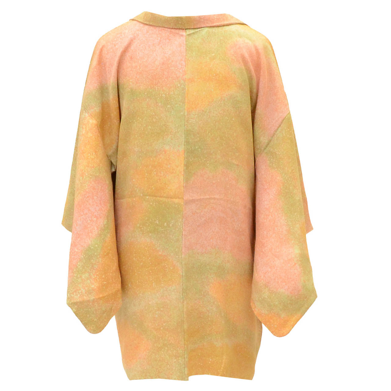 [Used] Silk Haori (short jacket), Recycled Haori, Sleeve length 64.0cm (25.2in), Body length 78.0cm (30.7in), Orange color, Makizome (sprinkled paste) pattern, uu1935b 