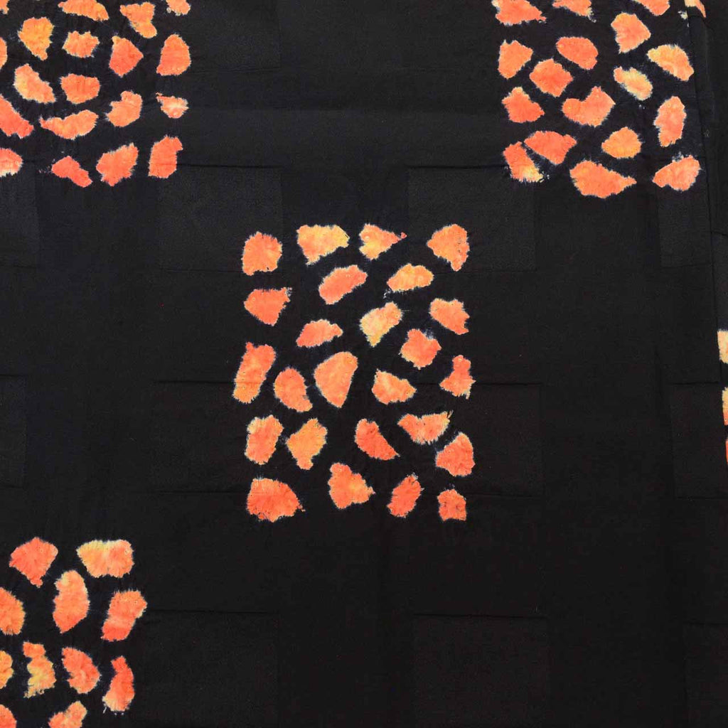 [Used] Silk Haori (short jacket), Sleeve length 64.0cm (25.2in), Body length 78.0cm (30.7in), Black, Shibori pattern, Comes with haori cord uu1936b 