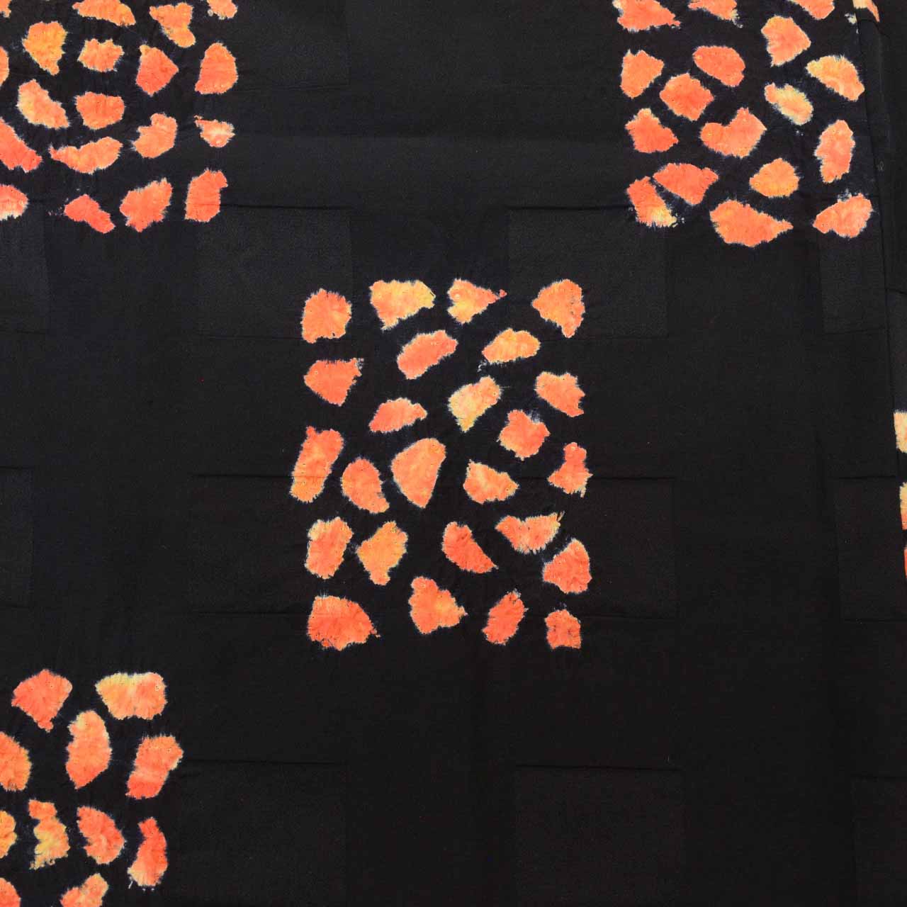 [Used] Silk Haori (short jacket), Sleeve length 64.0cm (25.2in), Body length 78.0cm (30.7in), Black, Shibori pattern, Comes with haori cord uu1936b 