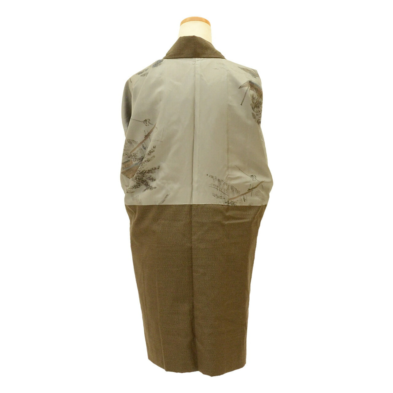 [Used] Men's Long Haori Jacket, Recycled, Wool, Sleeve Length 67.0cm (26.4in), Body Length 91.0cm (35.8in), Brown, Men's uu1937b 