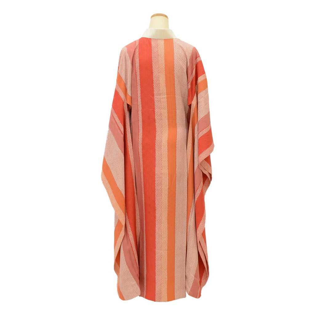 Vintage Japanese Kimono | Women's Nagajuban | Red Orange Silk | Hemp Leaf Kanoko | For Furisode | Sustainable | uu1949b