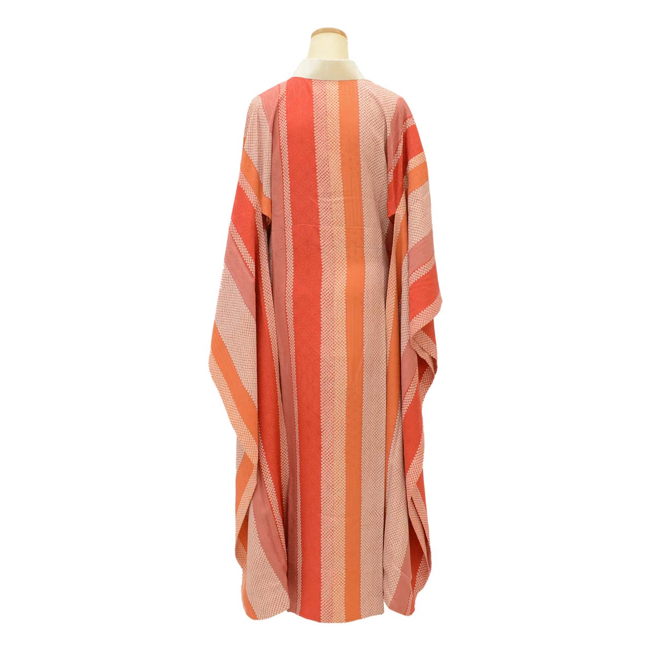 Vintage Japanese Kimono | Women's Nagajuban | Red Orange Silk | Hemp Leaf Kanoko | For Furisode | Sustainable | uu1949b