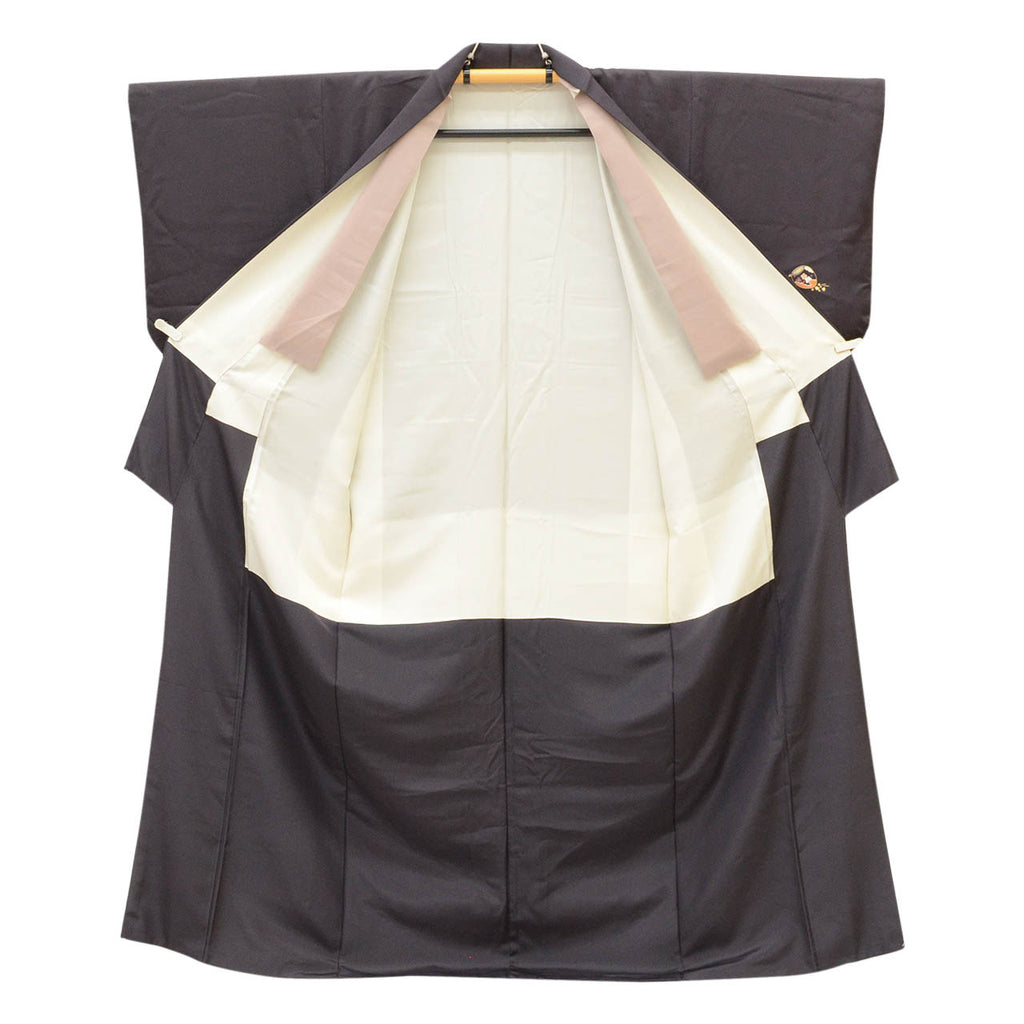 Vintage Japanese Kimono | Tsukesage | Purple Silk | Kai-awase Shell Game | Embroidery | With Kasane-eri | Size M | Sustainable | uu1958b