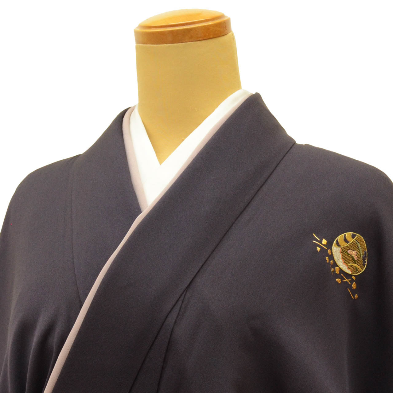 Vintage Japanese Kimono | Tsukesage | Purple Silk | Kai-awase Shell Game | Embroidery | With Kasane-eri | Size M | Sustainable | uu1958b