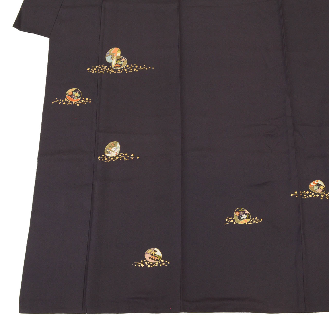Vintage Japanese Kimono | Tsukesage | Purple Silk | Kai-awase Shell Game | Embroidery | With Kasane-eri | Size M | Sustainable | uu1958b