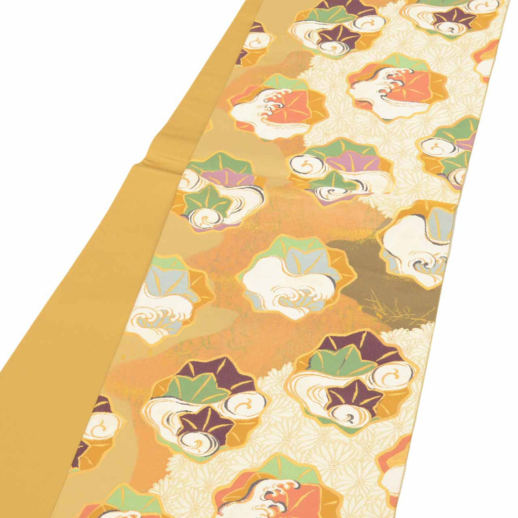 Vintage Japanese Obi | Fukuro Obi | Silk | Otsu-e Sho | Rinpa Tensei | Kamisaka Sekka | Gold Foil Hikihaku | Sustainable | uu1968b