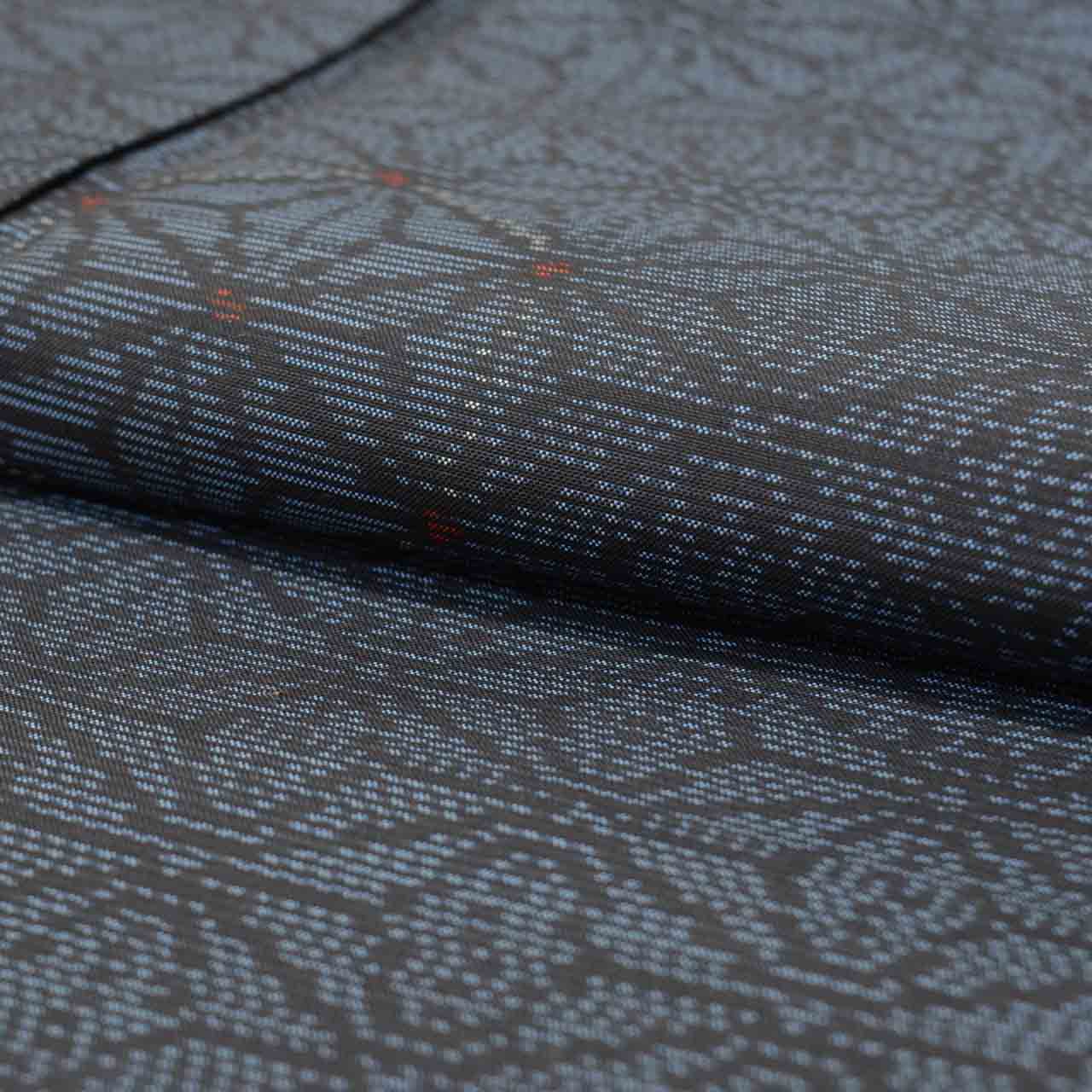 Vintage Japanese Kimono | Women's Oshima Tsumugi Ensemble | Navy Silk | Hemp Leaf Pattern | Size M | Sustainable | uu1985b