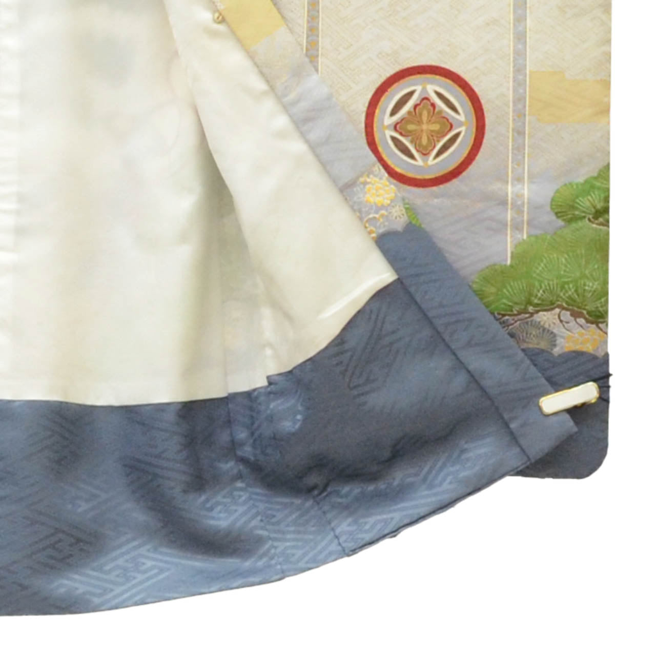 [Used] Recycled Kimono, Children's Kimono, Haori, and Hakama Set, Boys, Synthetic Fiber, Ready-made, Sleeve Length 46.8cm (18.4in), Body Length 100.0cm (39.4in), Gray, Hawk and Drum Pattern, Includes Nagajuban (Undergarment) uu1998b 