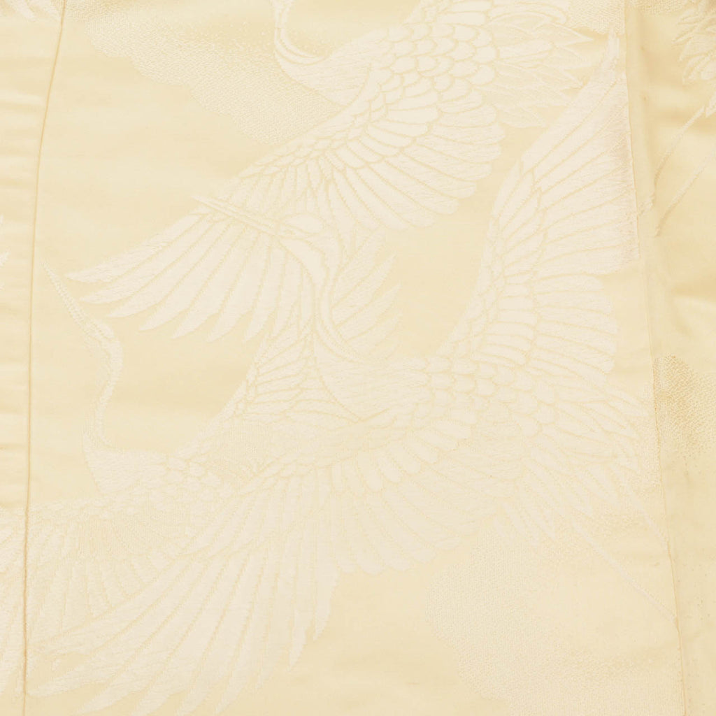 Vintage Japanese Kimono | Shiromuku | Silk | Flying Crane Wave | Kara-ori | Bridal | Size M | Sustainable | uu2004b