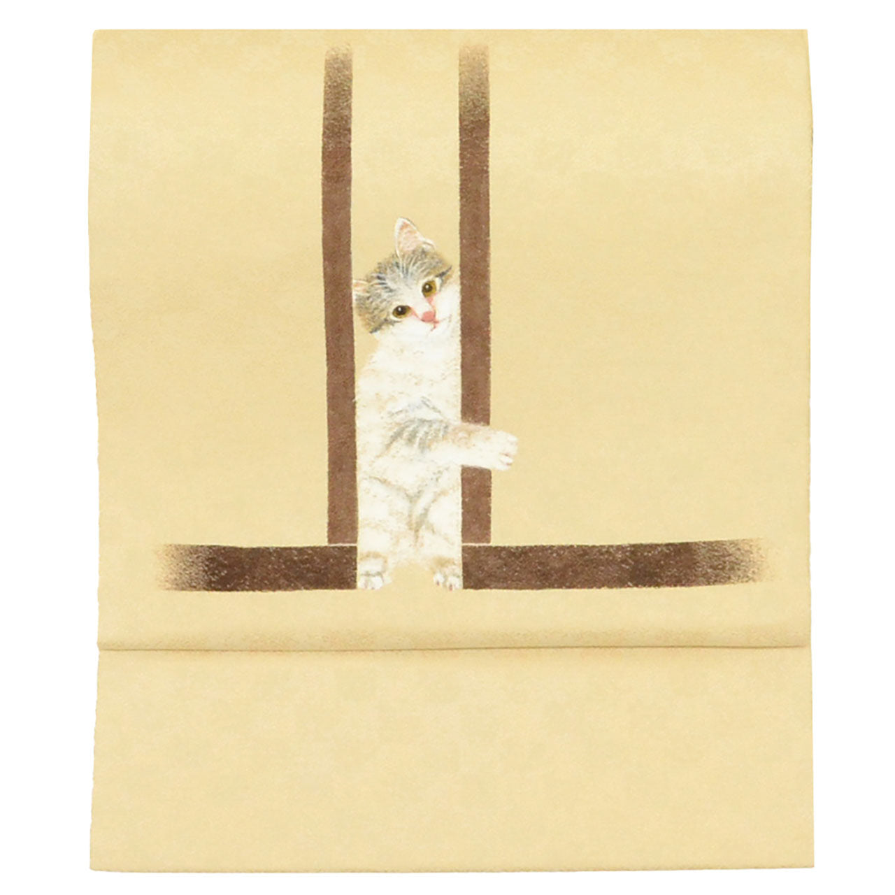 Vintage Japanese Obi | Nagoya Obi | Silk | Cat Pattern | Hand-painted | Artist Signed | Umeoka | Excellent | Sustainable | uu2007b