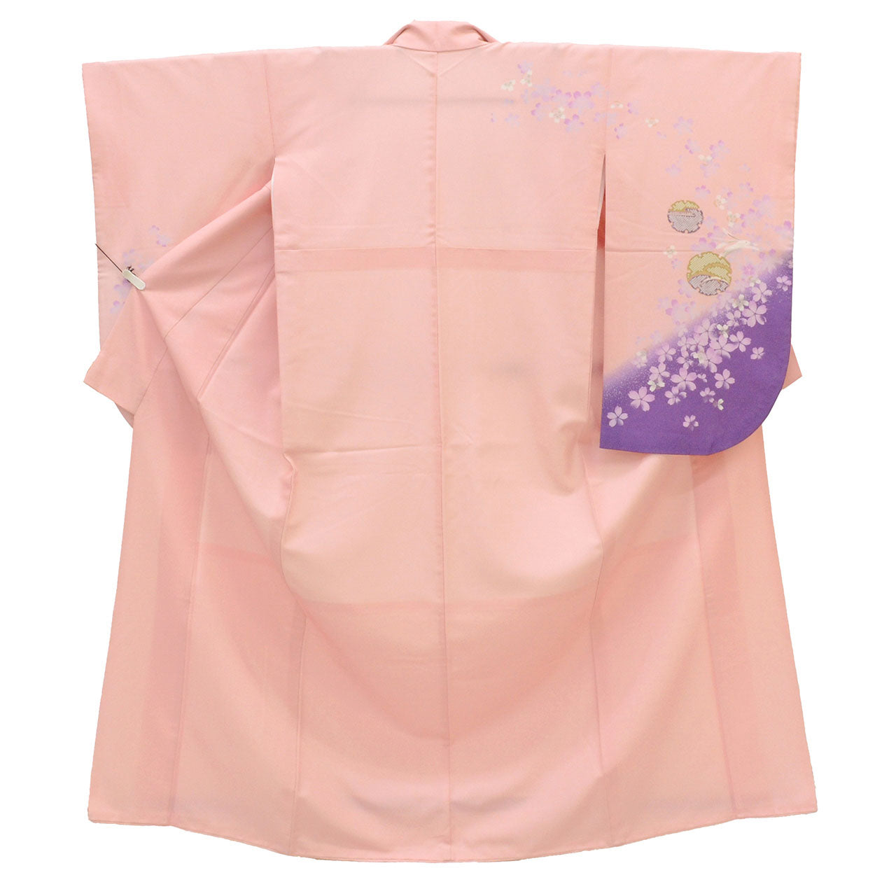 Vintage Japanese Kimono | Ni-shaku Furisode | Pink Synthetic | Rabbit Pattern | Washable | For Hakama | Size M | Sustainable | uu2013b