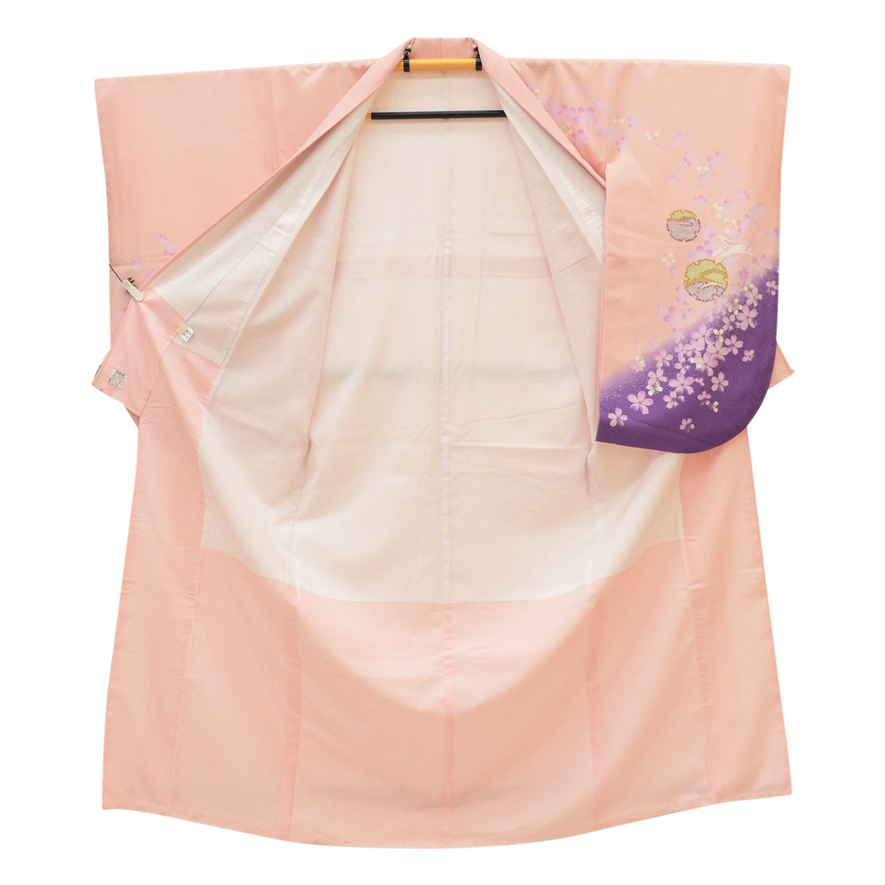 Vintage Japanese Kimono | Ni-shaku Furisode | Pink Synthetic | Rabbit Pattern | Washable | For Hakama | Size M | Sustainable | uu2013b