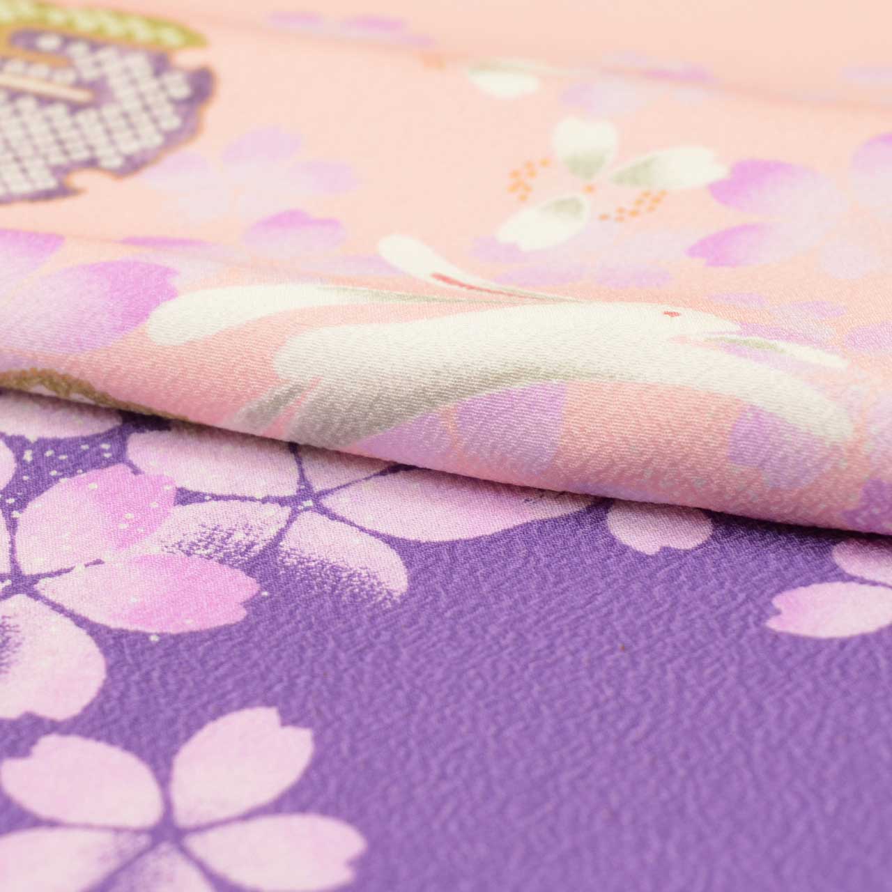 Vintage Japanese Kimono | Ni-shaku Furisode | Pink Synthetic | Rabbit Pattern | Washable | For Hakama | Size M | Sustainable | uu2013b