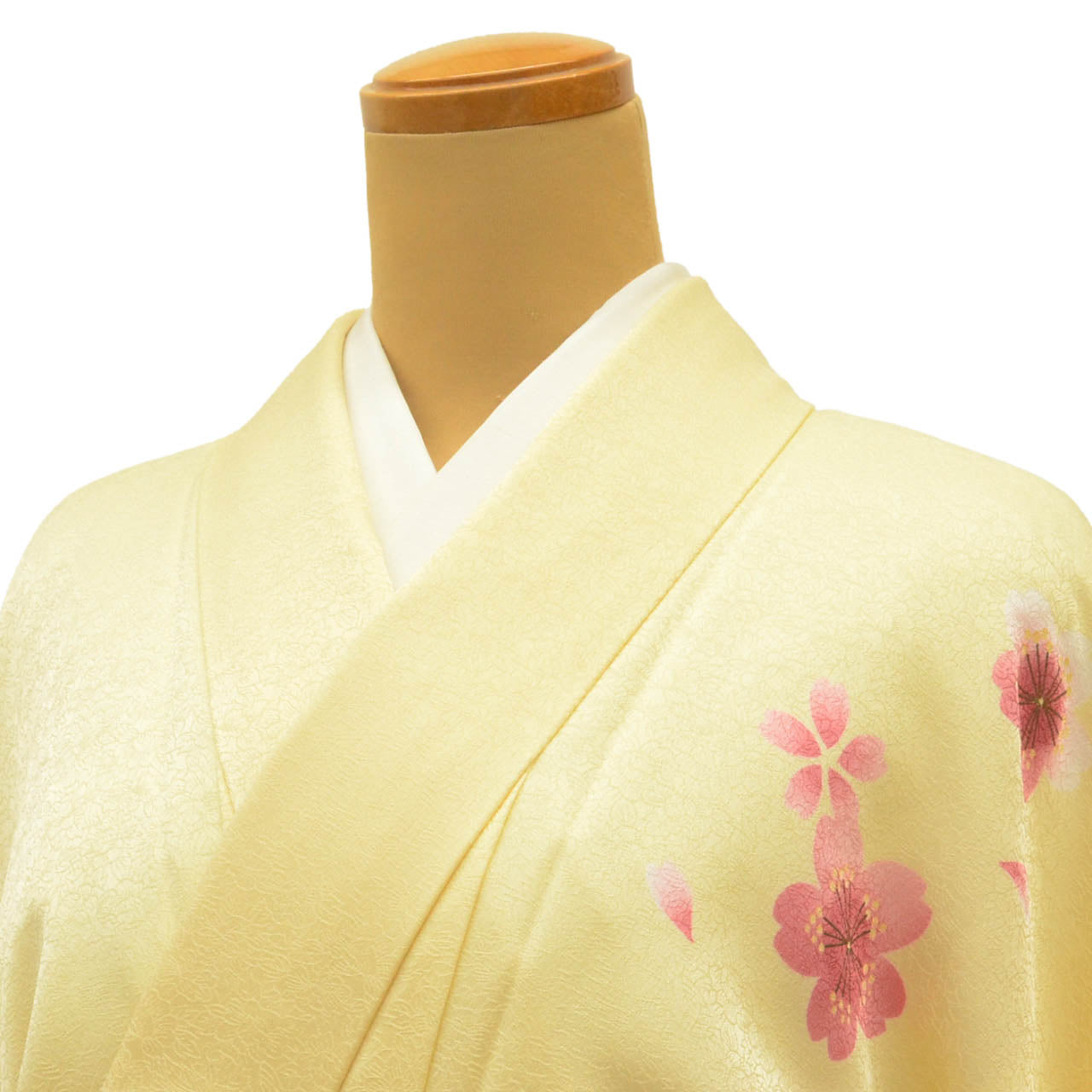 Vintage Japanese Kimono | Ni-shaku Furisode | Yellow Synthetic | Cherry Blossom | Washable | For Hakama | Sustainable | uu2014b