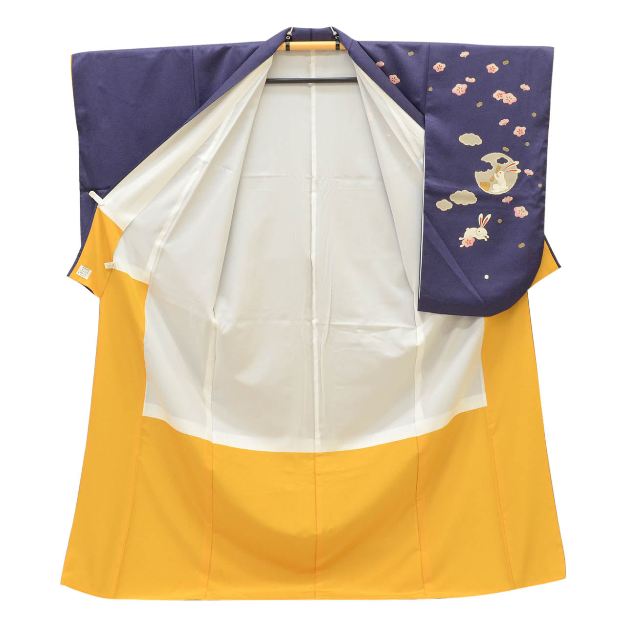 Vintage Japanese Kimono | Ni-shaku Furisode | Purple Synthetic | Rabbit Pattern | Washable | For Hakama | Sustainable | uu2015b
