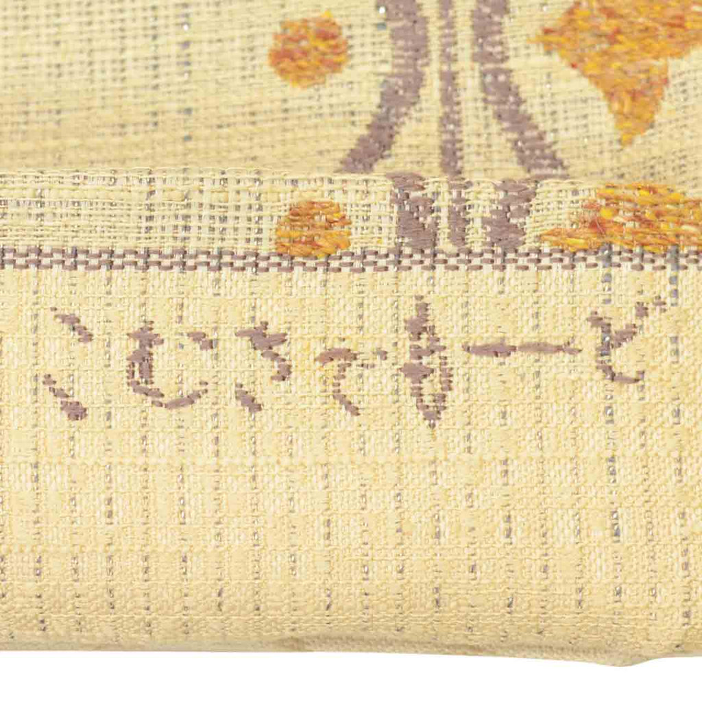 Vintage Japanese Obi | Sha-re Fukuro Obi | Beige Silk Tsumugi | Floral | Komusade Mode Yamato | New Hajiku Guard | Sustainable | uu2020b