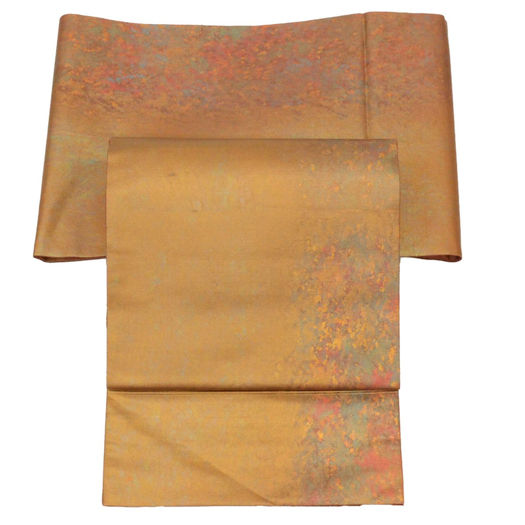Vintage Japanese Obi | Fukuro Obi | Silk | Maki-nori Scatter Pattern | Hakuya Seibei | Traditional Craft Master | Sustainable | uu2021b