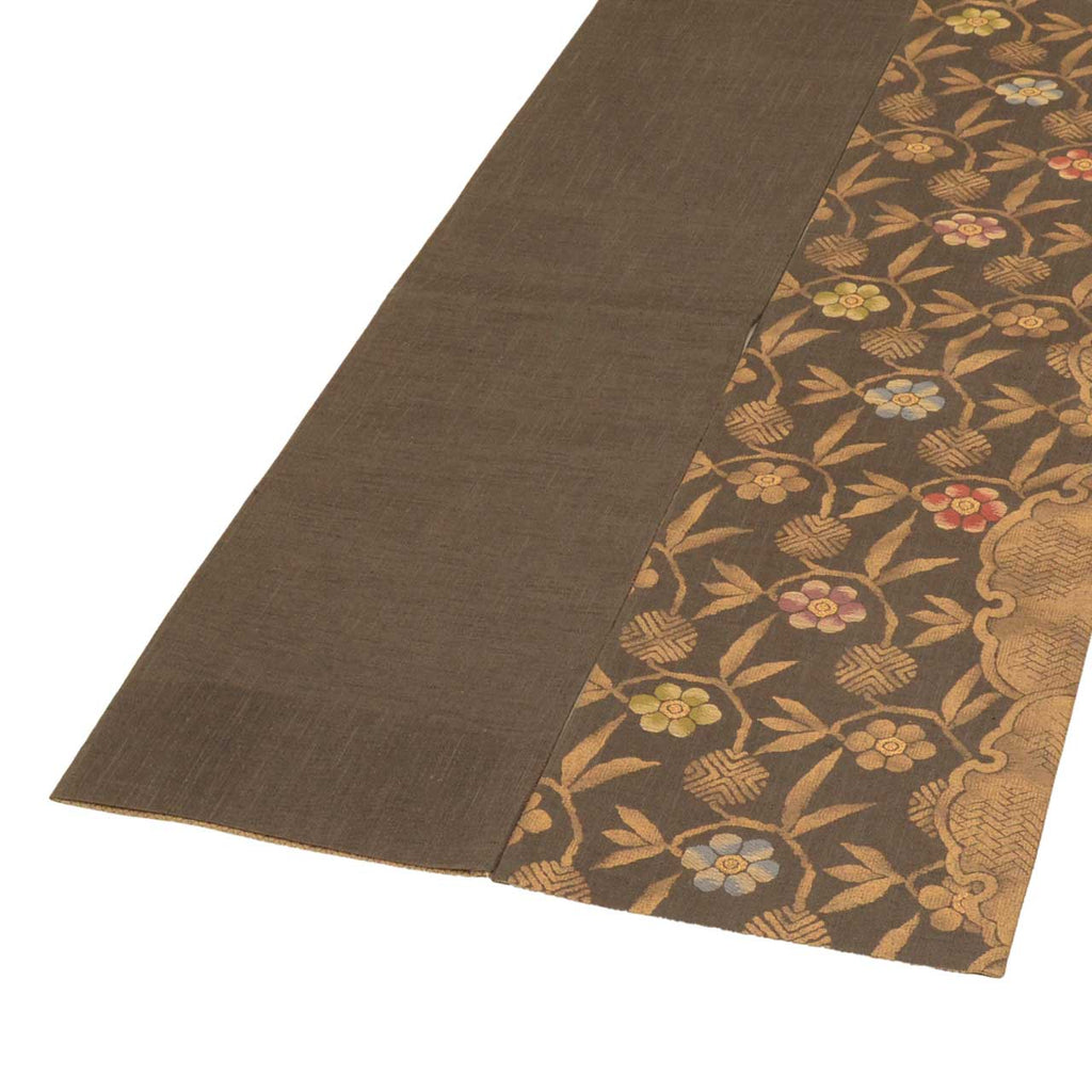 Vintage Japanese Obi | Fukuro Obi | Silk Tsumugi | Floral Arabesque | Gold Thread | Kano-no-Miyako | Semi-formal | Sustainable | uu2023b