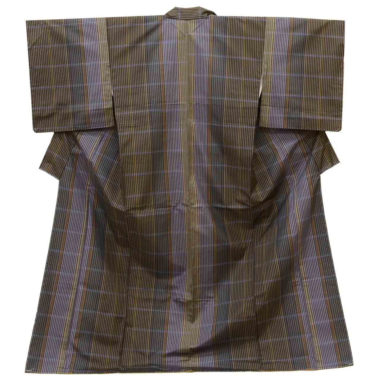 Vintage Japanese Kimono | Oshima Tsumugi | Brown Silk | Stripe | Harebare Guard | Unused | Tall Size LL | Sustainable | uu2037b