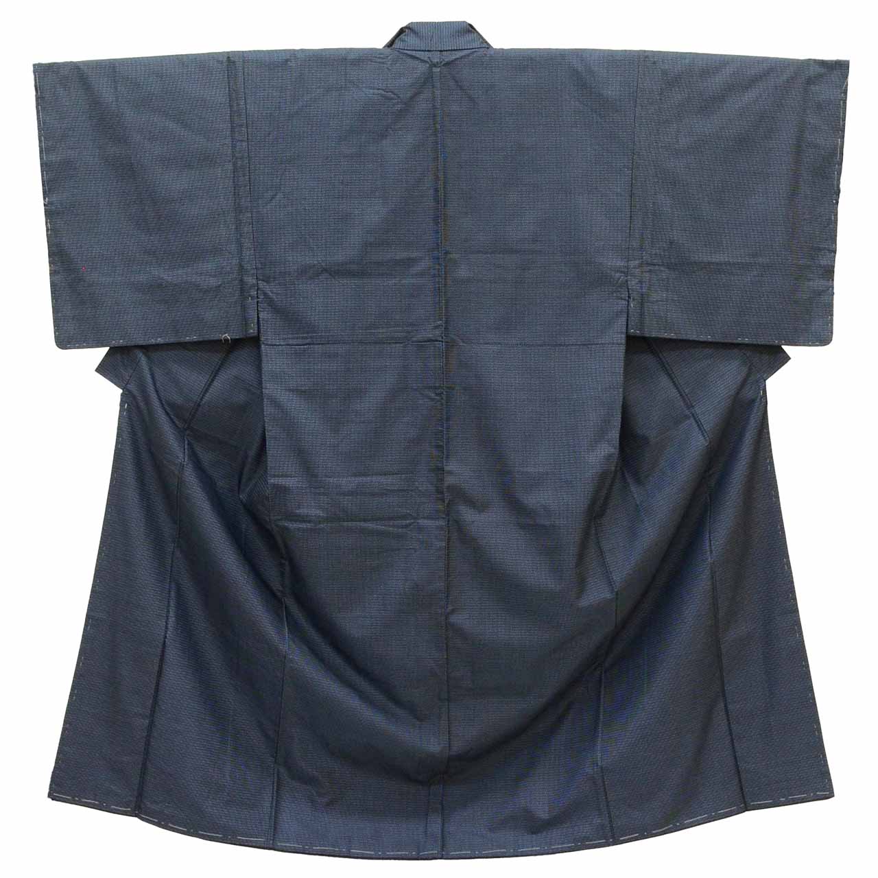 [Used] Recycled Kimono and Haori Set Ensemble for Men, Oshima Tsumugi Silk, Unused, Sleeve Length 69.5cm, Body Length 146cm, Size L, Navy Blue, Tortoiseshell Pattern, Includes Nagajuban (undergarment), Obi (sash), and Haori Cord. (uu2050b) 