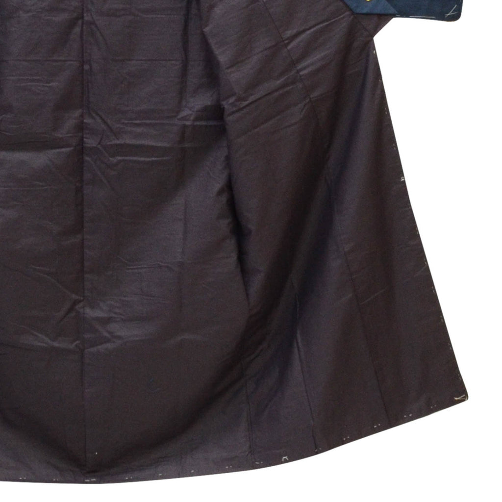[Used] Recycled Kimono and Haori Set Ensemble for Men, Hige Tsumugi Silk, Unused, Sleeve Length 71.5cm (28.1in), Body Length 134.0cm (52.8in), Size S, Navy Blue, with Haori Cord, Men's uu2053b 