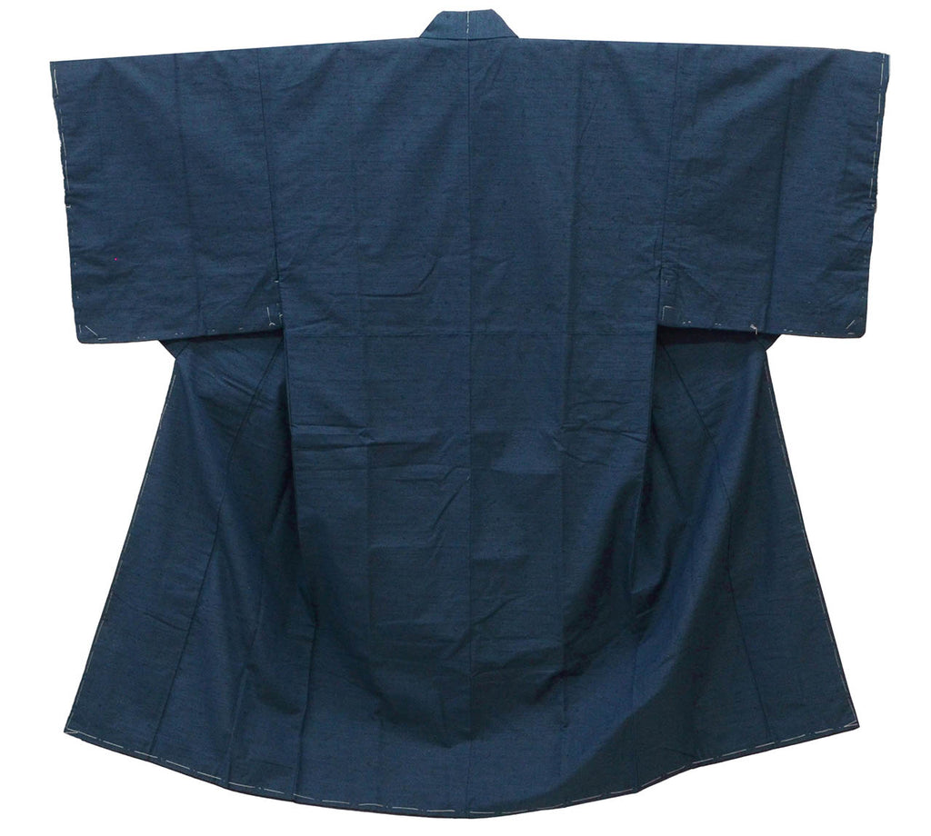 [Used] Recycled Kimono and Haori Set Ensemble for Men, Hige Tsumugi Silk, Unused, Sleeve Length 71.5cm (28.1in), Body Length 134.0cm (52.8in), Size S, Navy Blue, with Haori Cord, Men's uu2053b 
