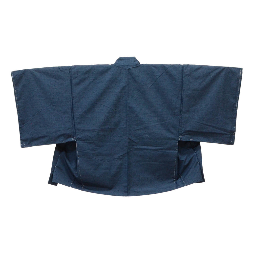 [Used] Recycled Kimono and Haori Set Ensemble for Men, Hige Tsumugi Silk, Unused, Sleeve Length 71.5cm (28.1in), Body Length 134.0cm (52.8in), Size S, Navy Blue, with Haori Cord, Men's uu2053b 