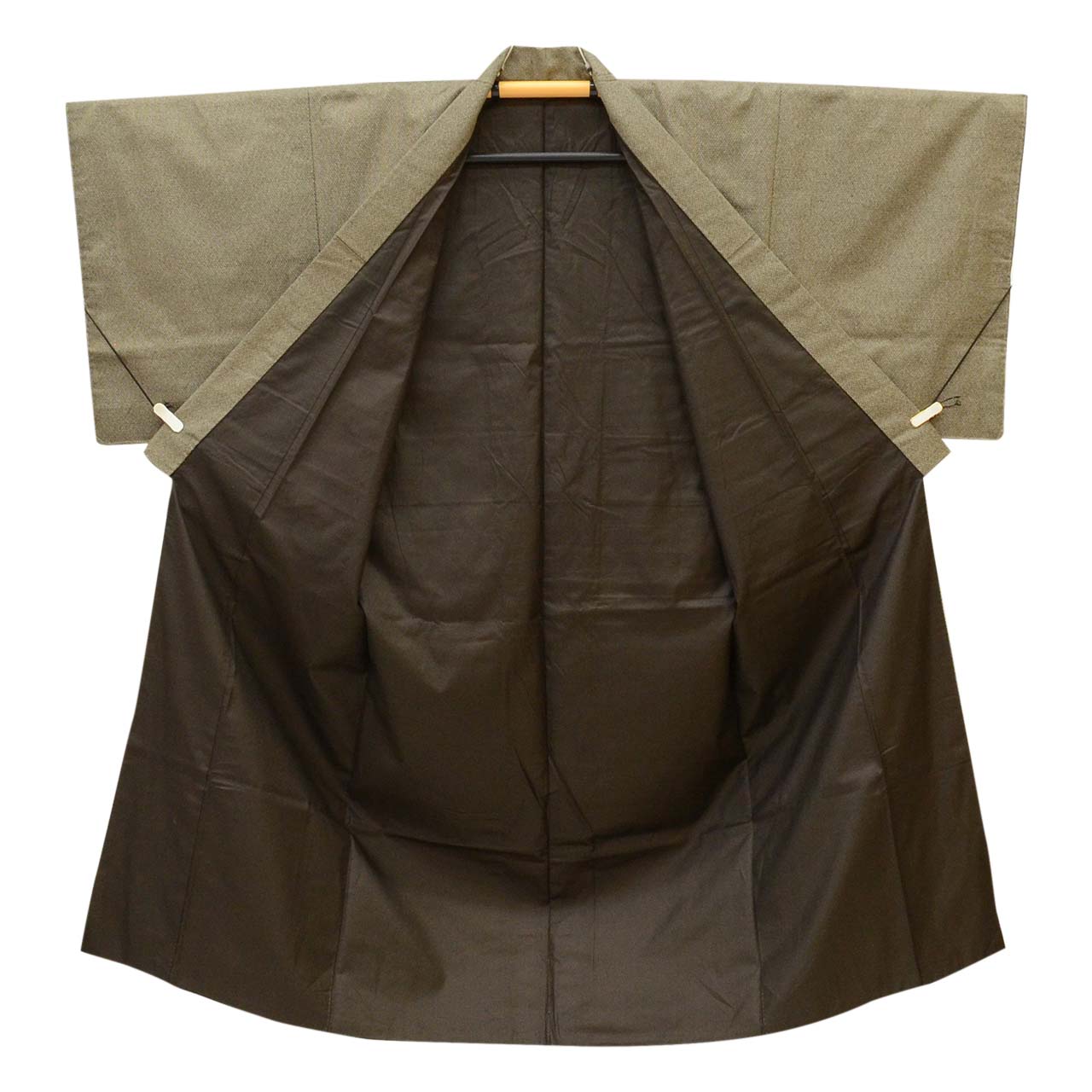 [Used] Recycled Kimono and Haori Ensemble for Men, Tsumugi Silk, Unused, Sleeve Length 67.0cm (26.4in), Body Length 141.0cm (55.5in), Size M, Brown, Tortoiseshell Pattern, Men's uu2055b 