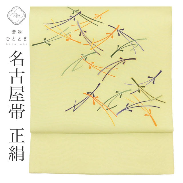 【中古】 リサイクル 名古屋帯 帯 正絹 絹 SILK シルク お太鼓柄 塩瀬 染め帯 金彩 特品 松葉 帯芯あり 着物 kimono セミフォーマル 付下げ 色無地 江戸小紋 単衣着物に合わせる（盛夏を除く） リユース uu2066b