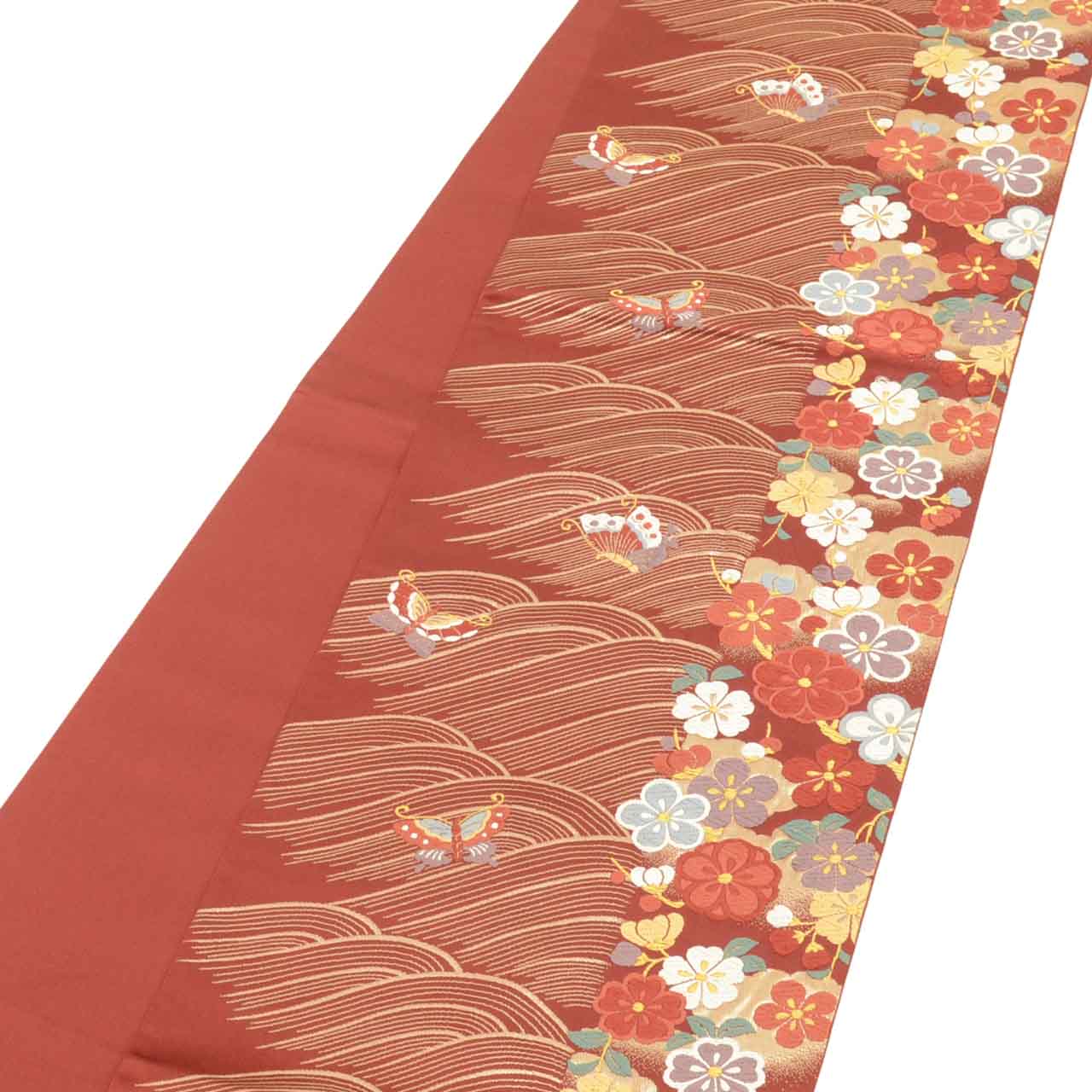 Vintage Japanese Obi | Fukuro Obi | Silk | Butterfly Floral | Kara-ori Hikihaku | Mimatsua | Sustainable | uu2069b