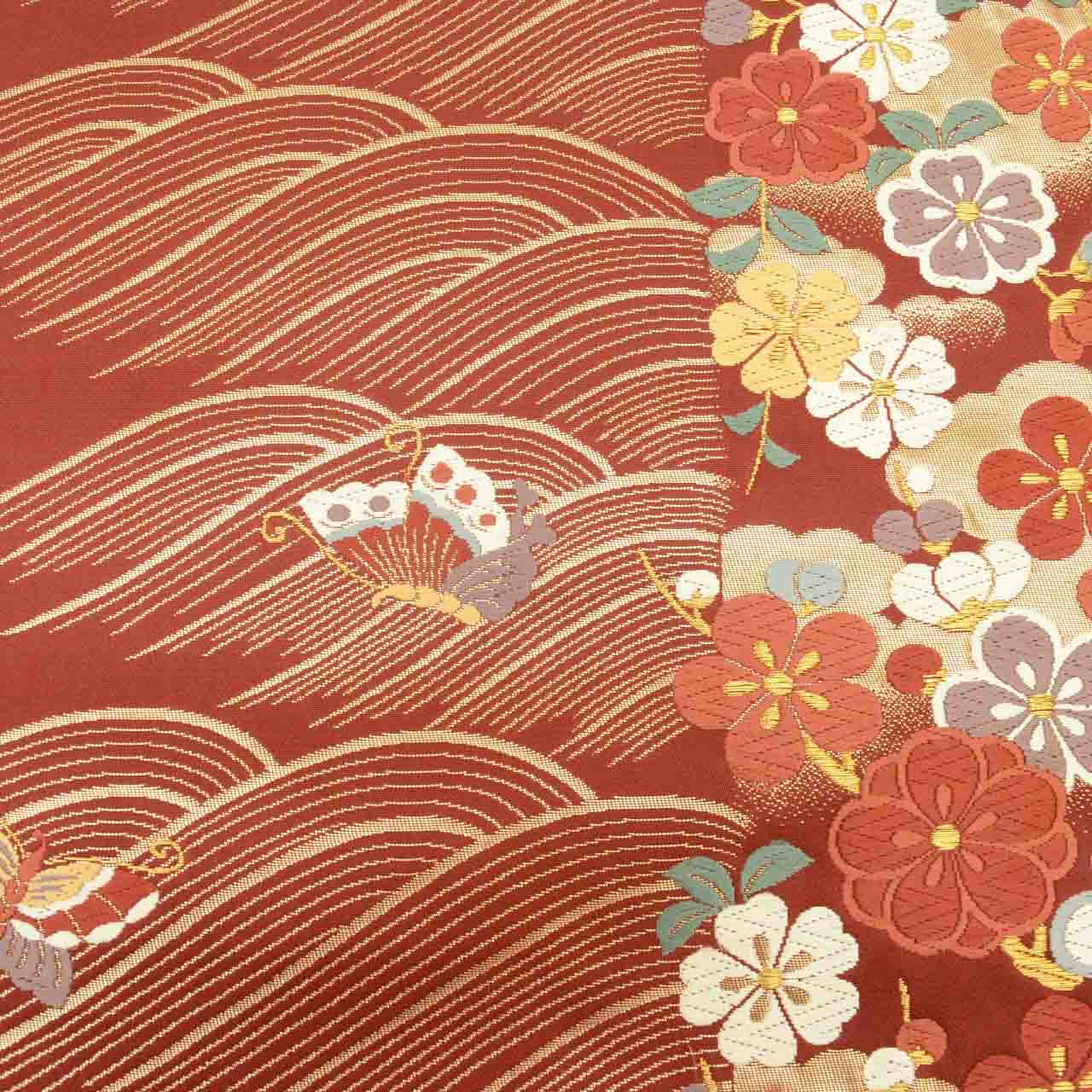 Vintage Japanese Obi | Fukuro Obi | Silk | Butterfly Floral | Kara-ori Hikihaku | Mimatsua | Sustainable | uu2069b
