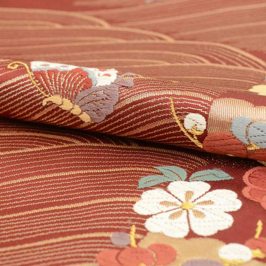 Vintage Japanese Obi | Fukuro Obi | Silk | Butterfly Floral | Kara-ori Hikihaku | Mimatsua | Sustainable | uu2069b