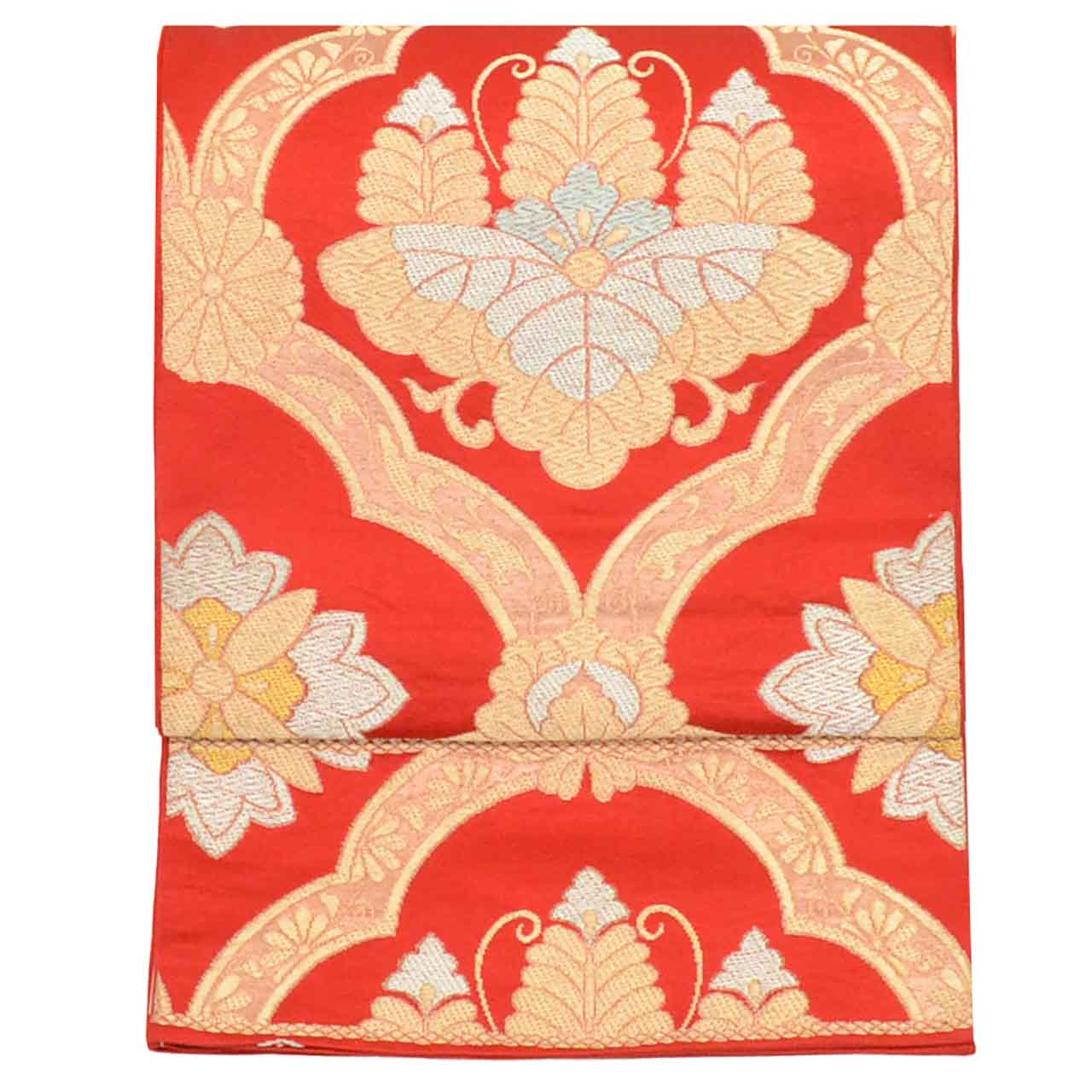 Vintage Japanese Obi | Fukuro Obi | Silk | Floral | Gold Silver Thread | Furisode | Sustainable | uu2070b