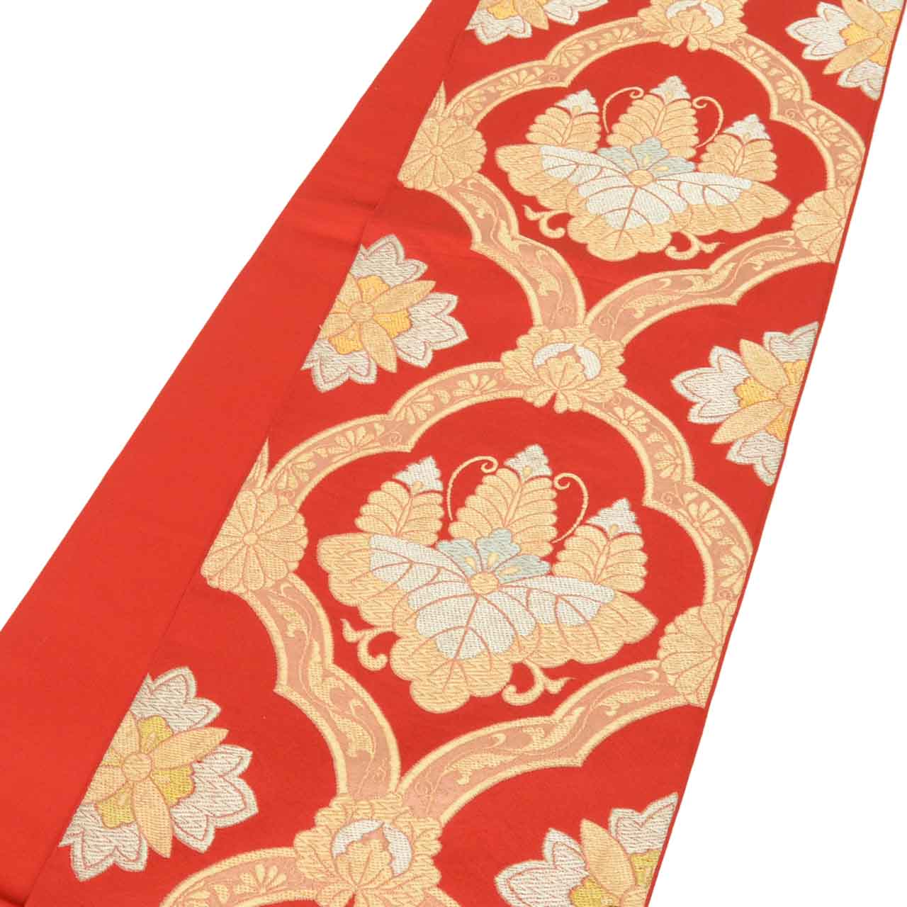 Vintage Japanese Obi | Fukuro Obi | Silk | Floral | Gold Silver Thread | Furisode | Sustainable | uu2070b