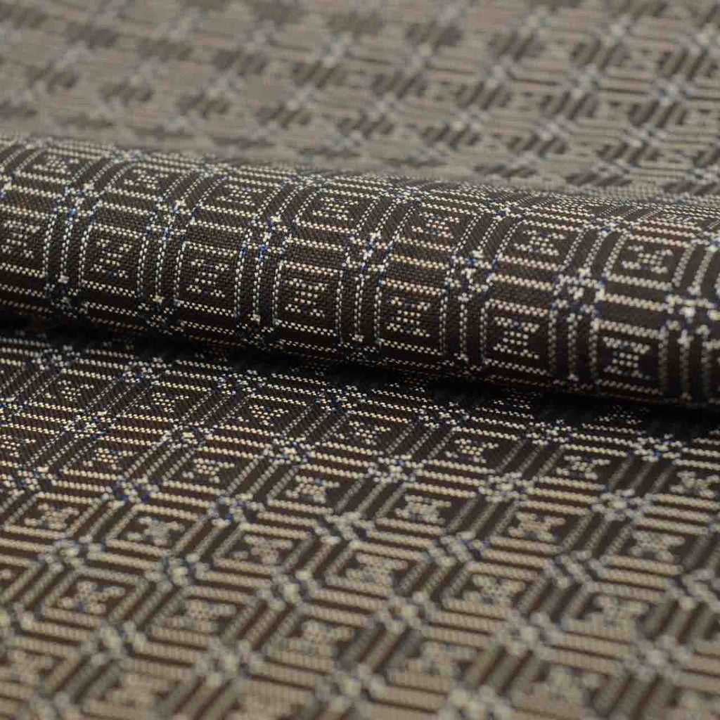 Vintage Japanese Kimono | Oshima Tsumugi | Brown Silk | Lattice Pattern | Plus Size L-LL | Sustainable | uu2071b