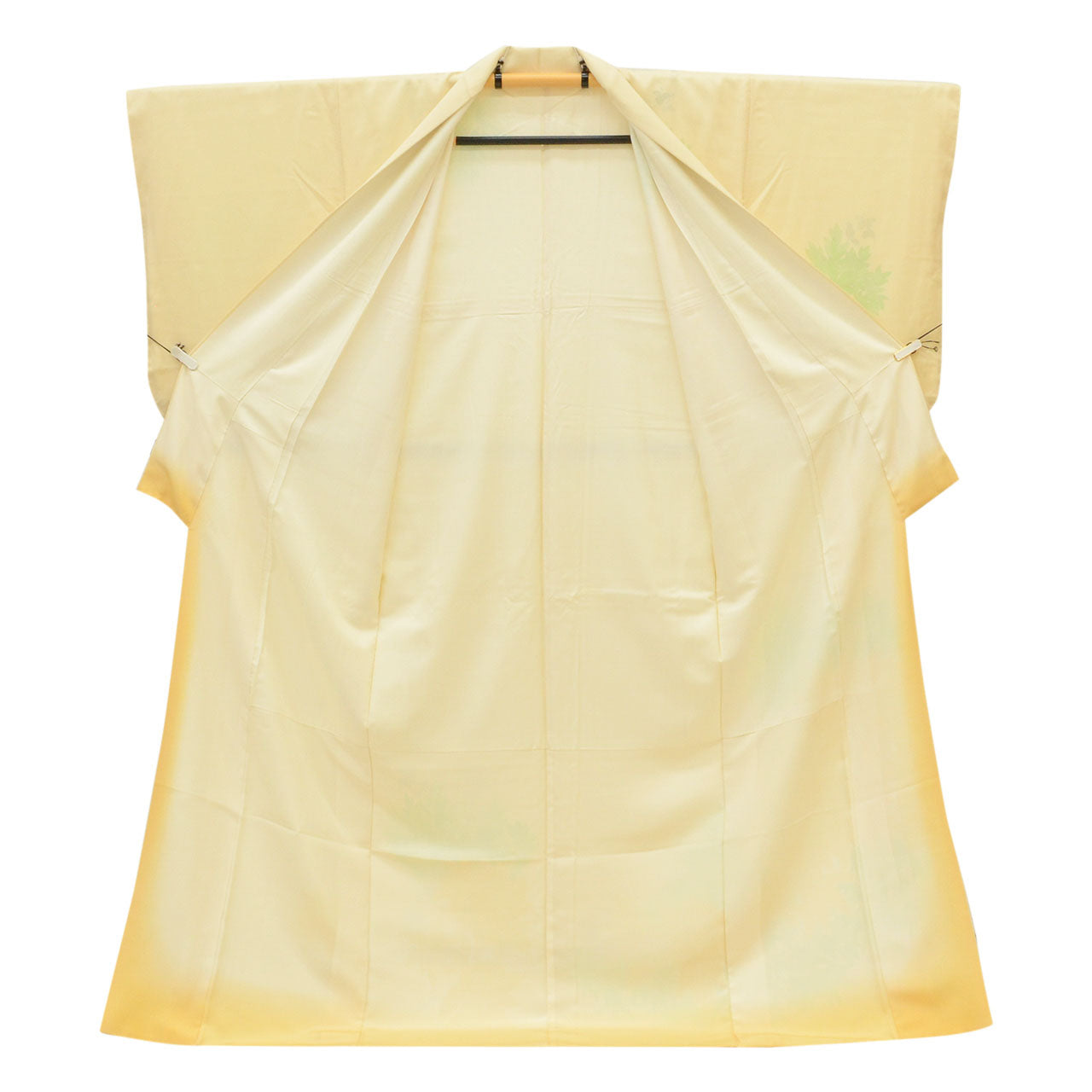 Vintage Japanese Kimono | Tsukesage | Yellow Silk | Bamboo Grass Yuzen | Unused | Size L | Sustainable | uu2076b