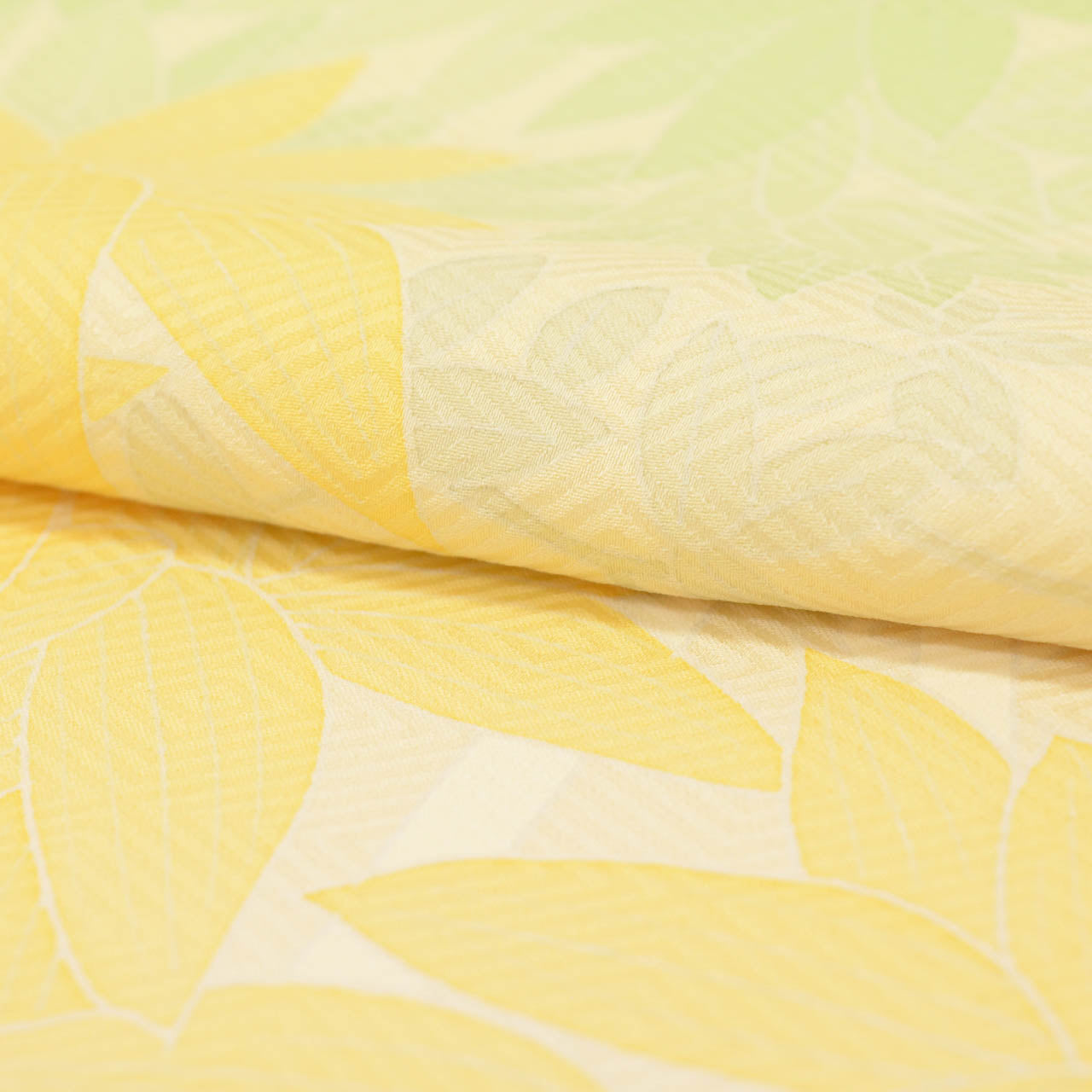 Vintage Japanese Kimono | Tsukesage | Yellow Silk | Bamboo Grass Yuzen | Unused | Size L | Sustainable | uu2076b