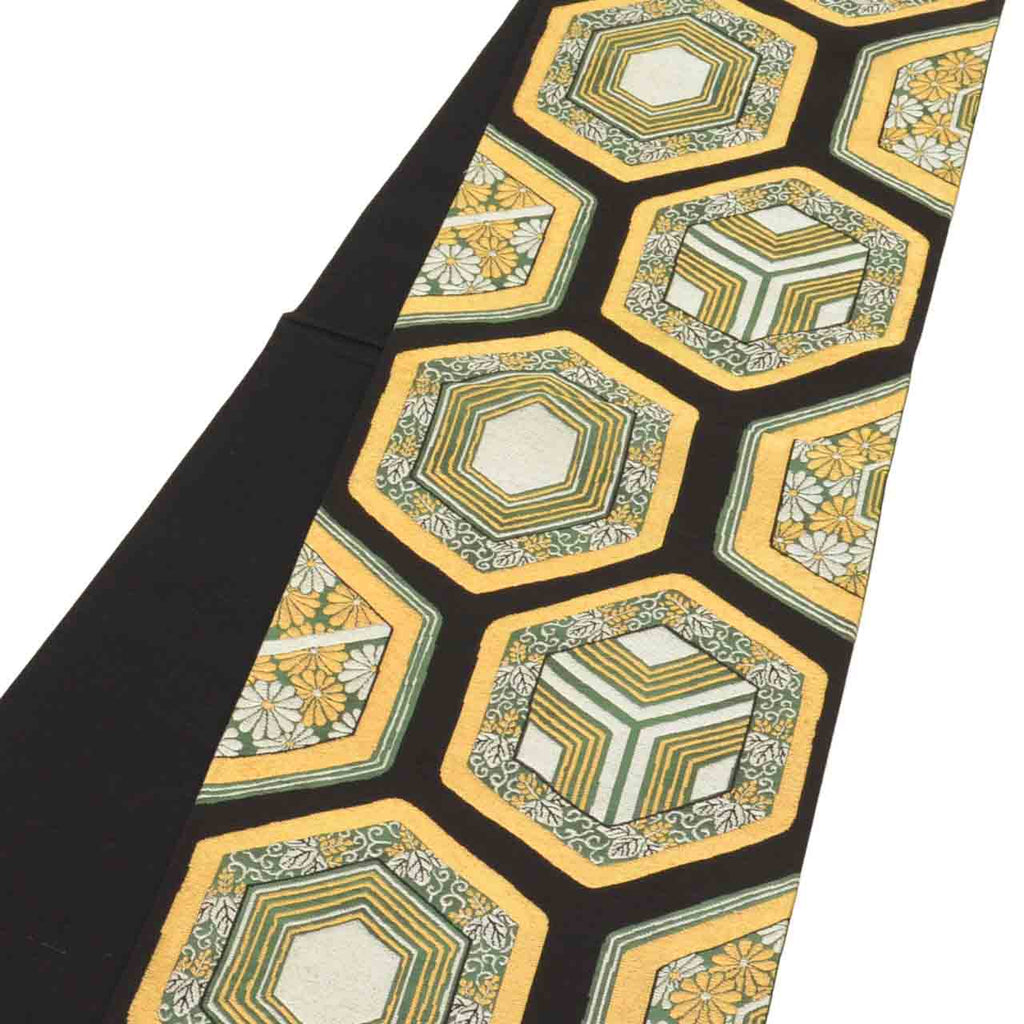 Vintage Japanese Obi | Fukuro Obi | Silk | Tortoiseshell Pattern | Gold Thread | Furisode | Sustainable | uu2084b