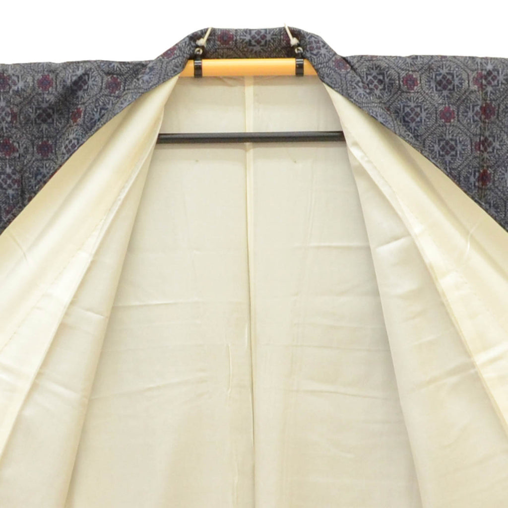 Vintage Japanese Kimono | Women's Tsumugi Ensemble | Navy Silk | Shokko Pattern | Unused | Size S | Sustainable | uu2089b