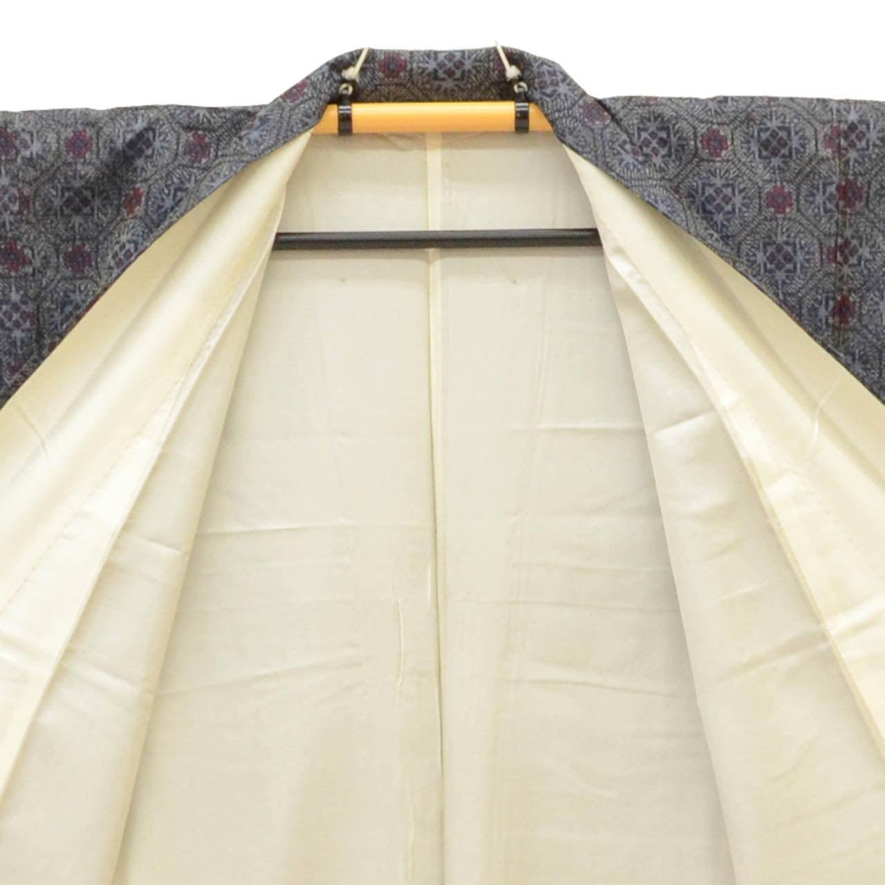 Vintage Japanese Kimono | Women's Tsumugi Ensemble | Navy Silk | Shokko Pattern | Unused | Size S | Sustainable | uu2089b