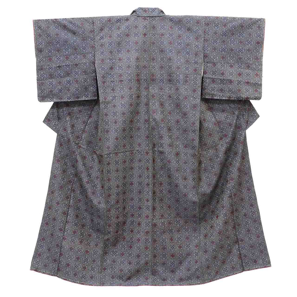 Vintage Japanese Kimono | Women's Tsumugi Ensemble | Navy Silk | Shokko Pattern | Unused | Size S | Sustainable | uu2089b