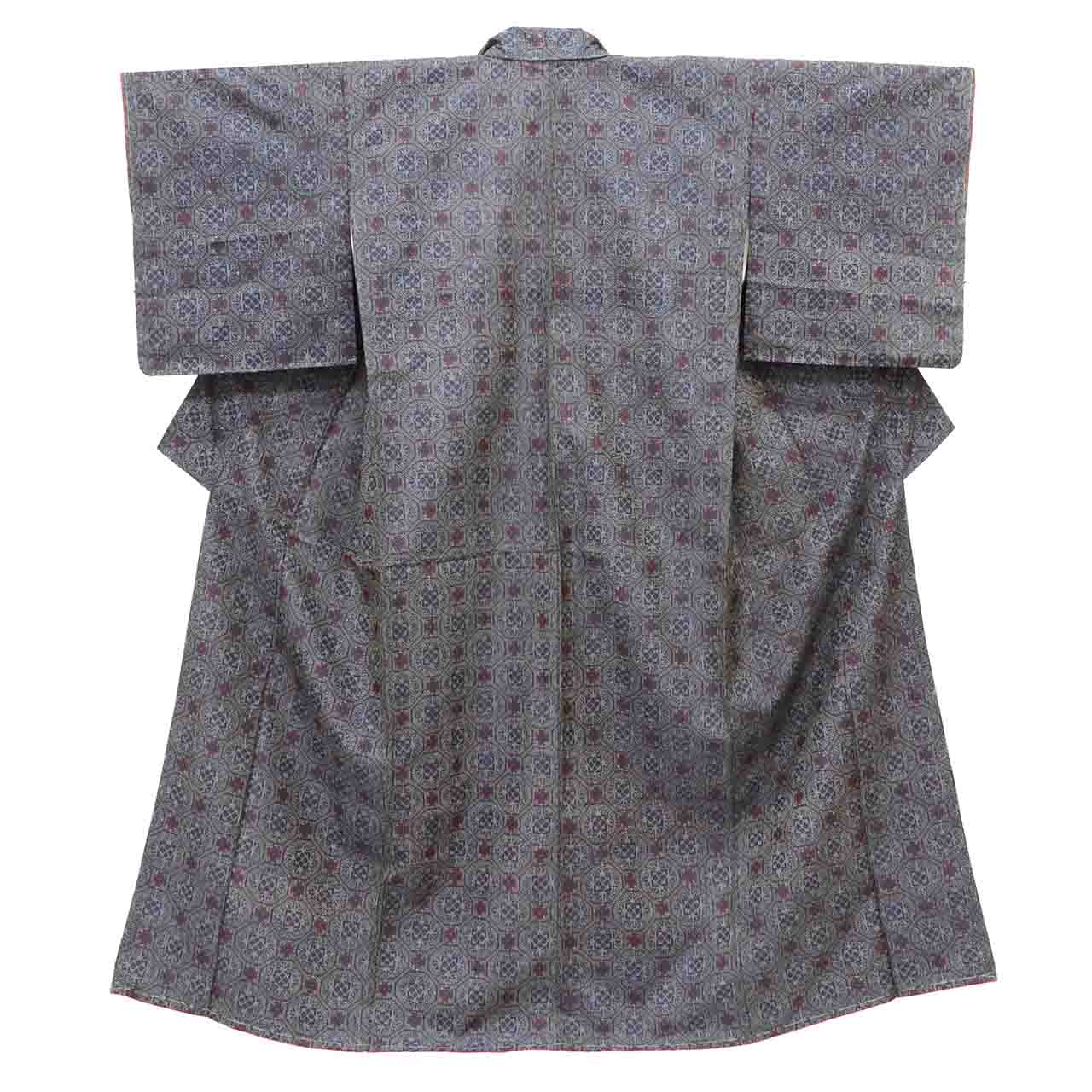 Vintage Japanese Kimono | Women's Tsumugi Ensemble | Navy Silk | Shokko Pattern | Unused | Size S | Sustainable | uu2089b