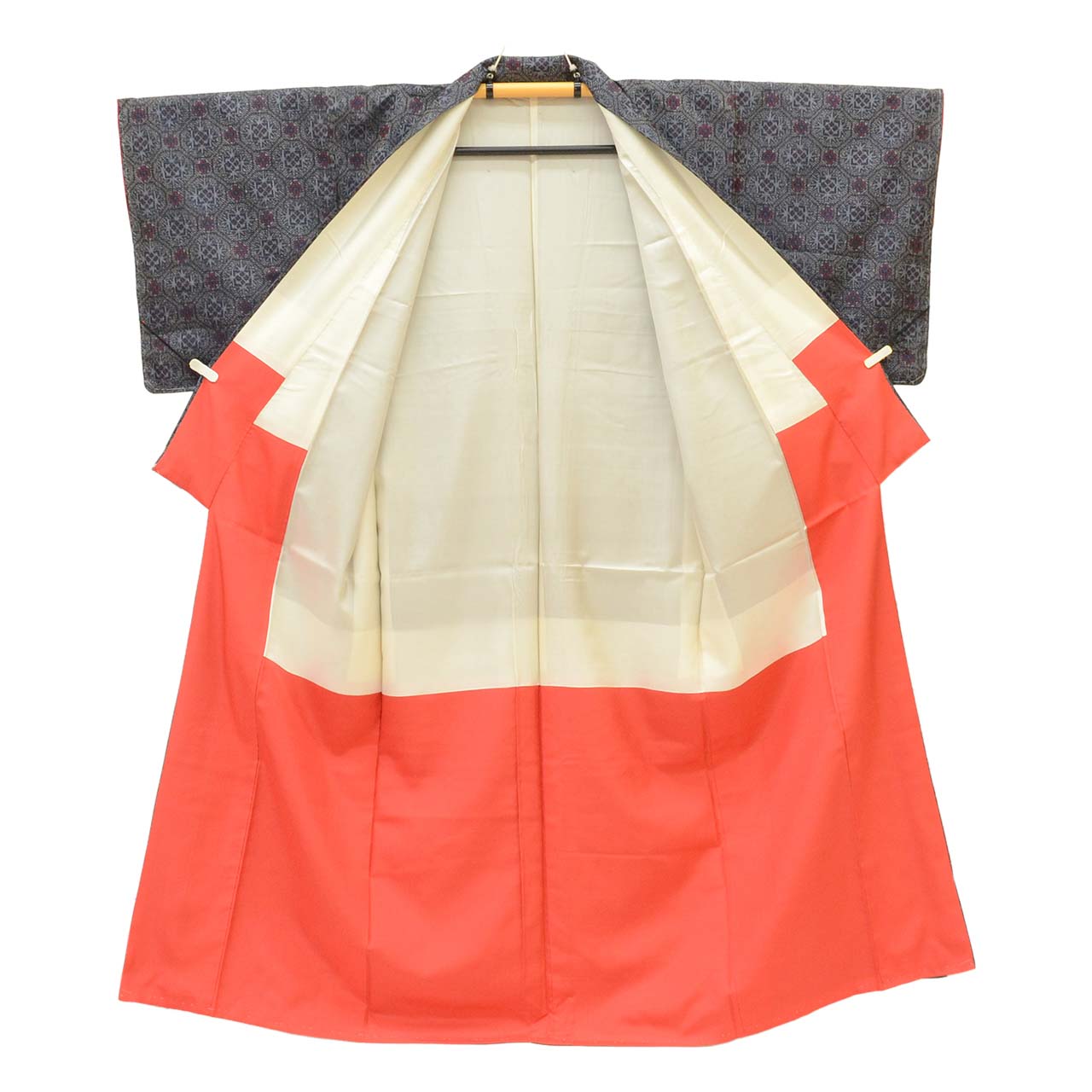 Vintage Japanese Kimono | Women's Tsumugi Ensemble | Navy Silk | Shokko Pattern | Unused | Size S | Sustainable | uu2089b