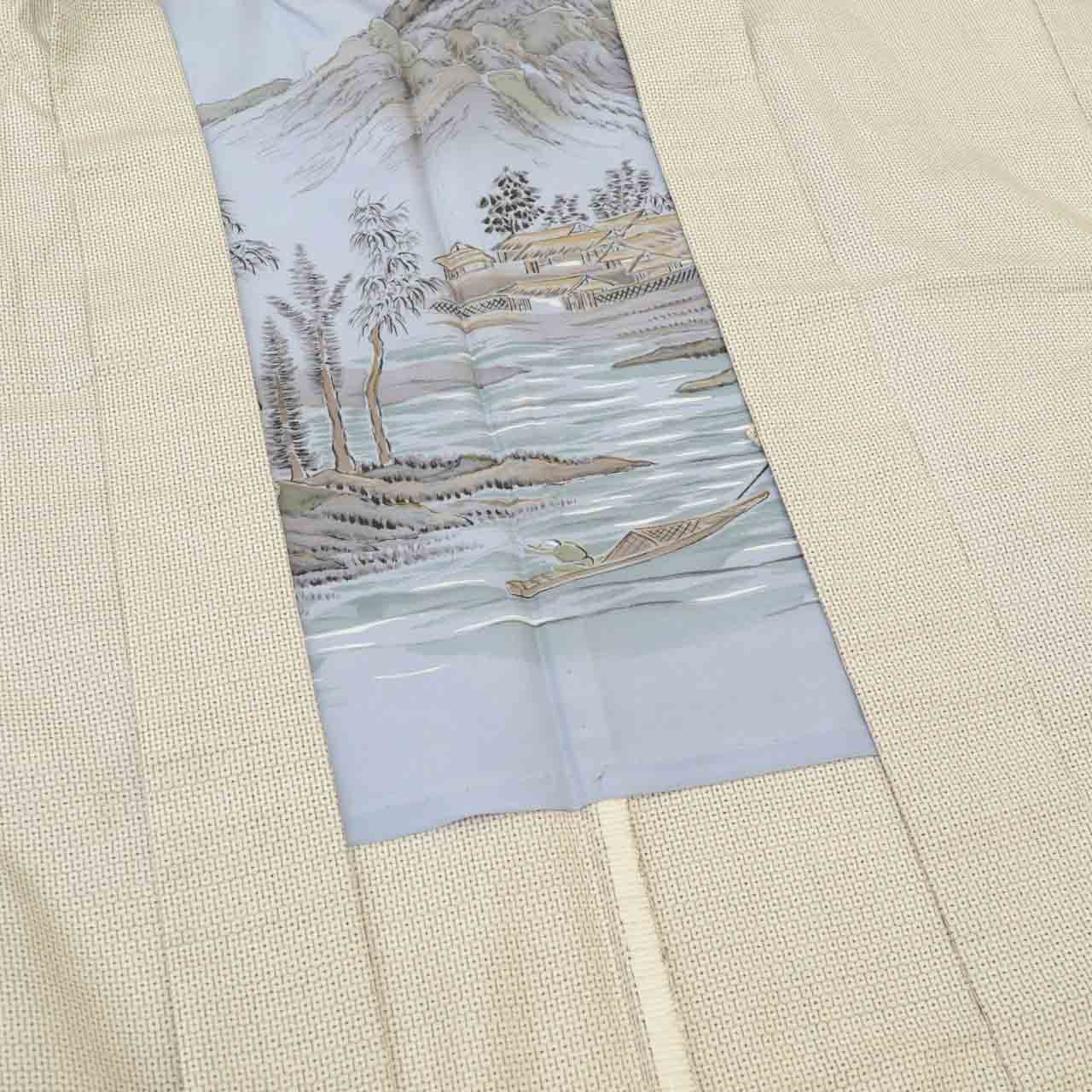 Vintage Japanese Kimono | Women's White Oshima Tsumugi Ensemble | White Silk | Tortoiseshell Kasuri | Sustainable | uu2091b